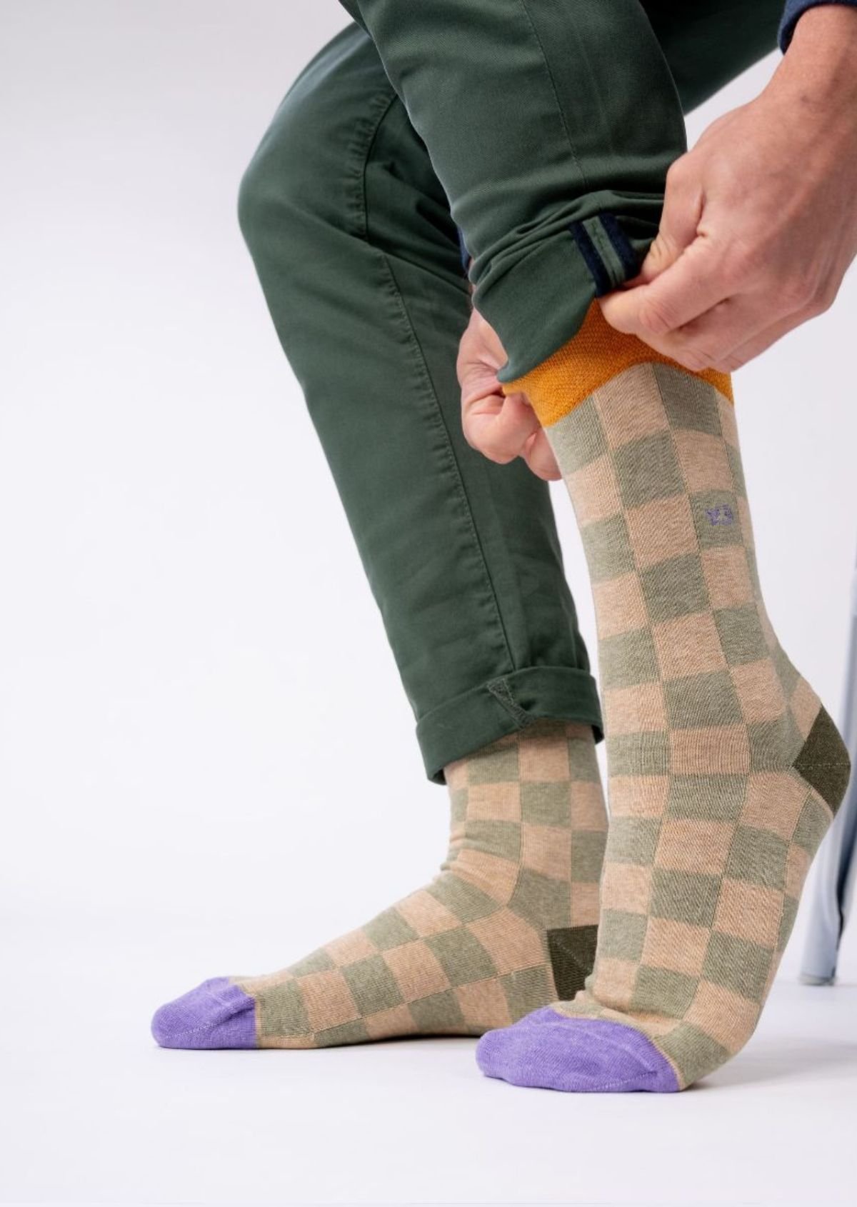 Chaussettes en coton peigné carreaux BILLYBELT Vert