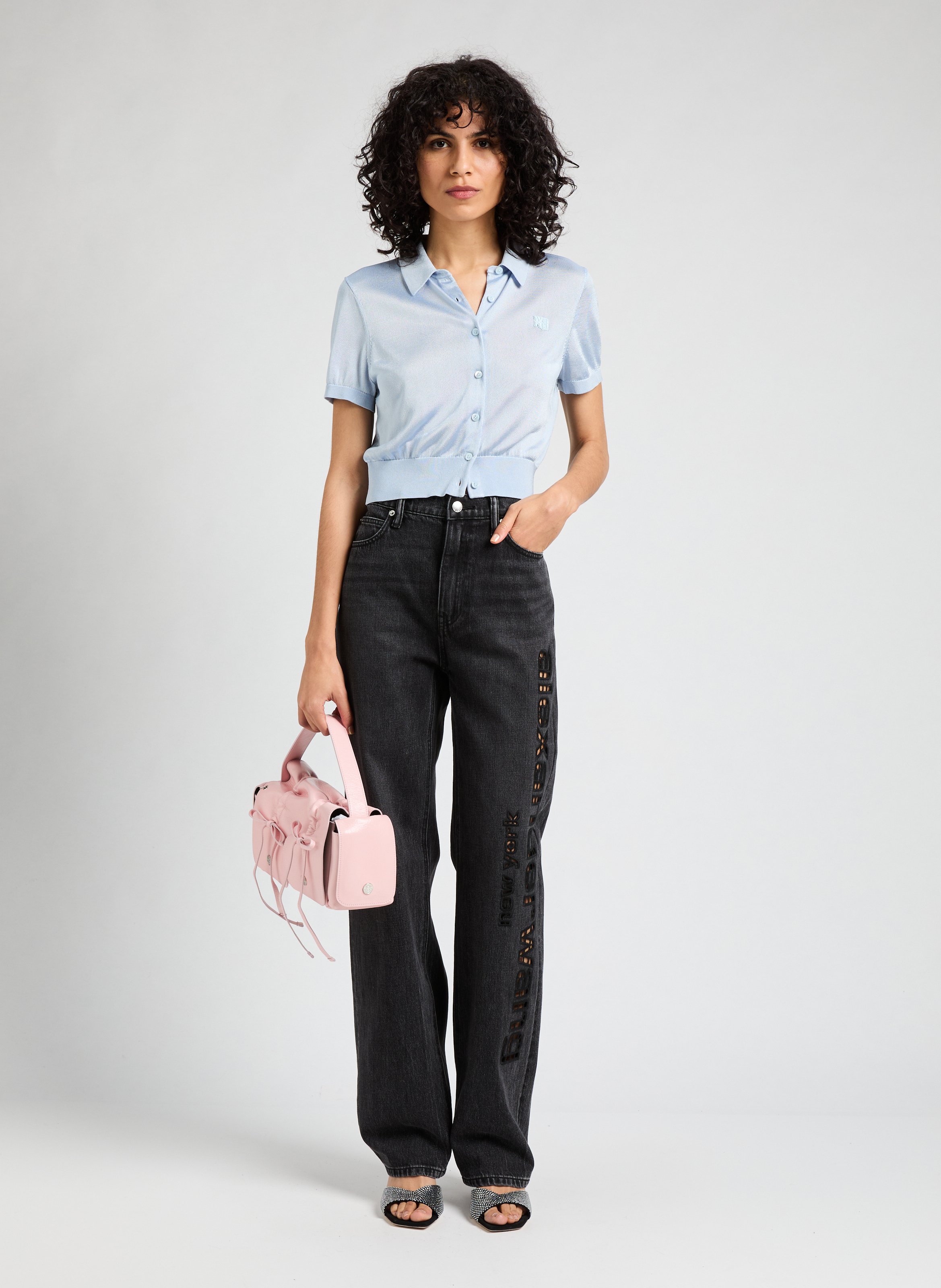 Sac à main en cuir Multipocket ACNE STUDIOS Rose