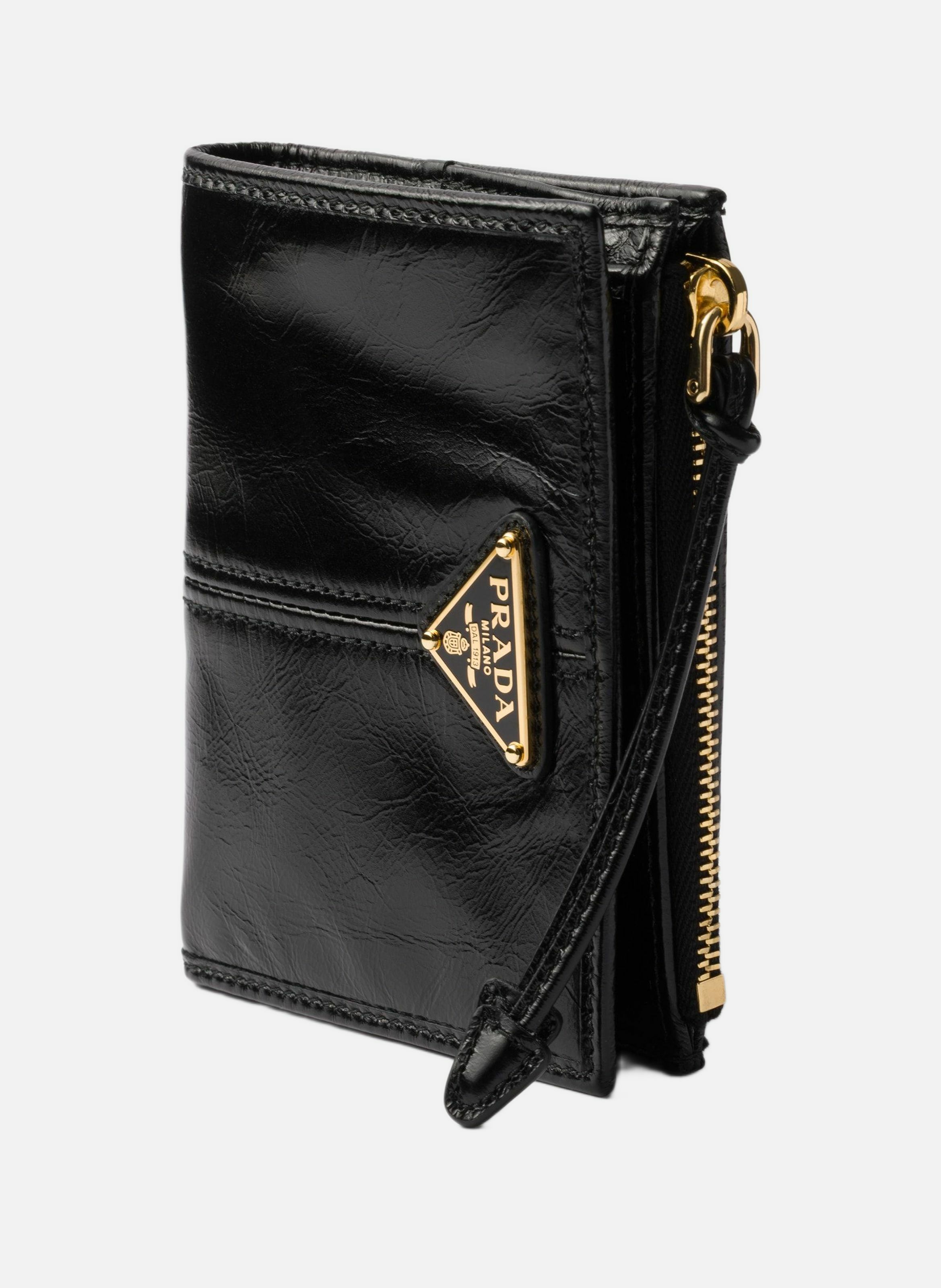 Petit portefeuille en cuir PRADA Noir