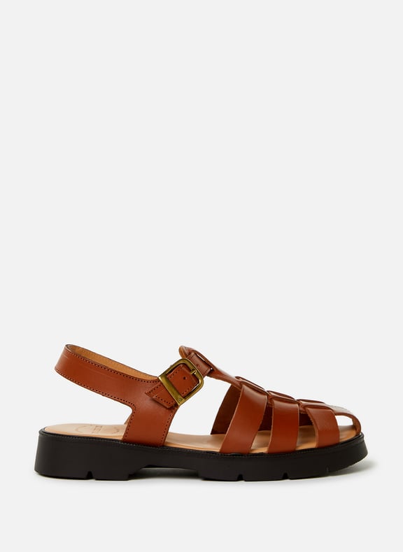 Sandales à talon en cuir Babord VGT Marron by KLEMAN KLEMAN Sandales à talon en cuir Babord VGT Marron