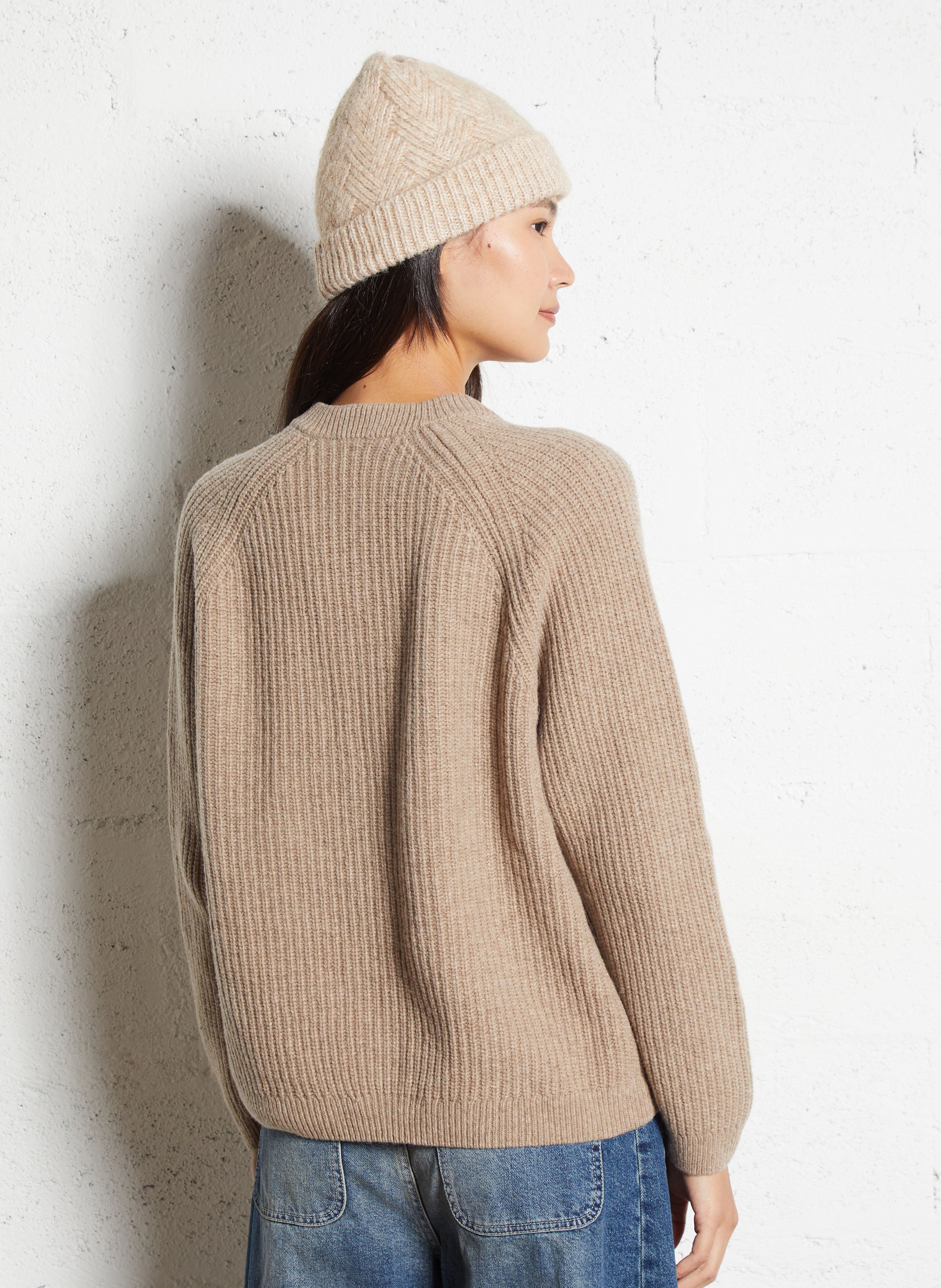 Cardigan boutonné en maille côtelée ARMOR-LUX Beige