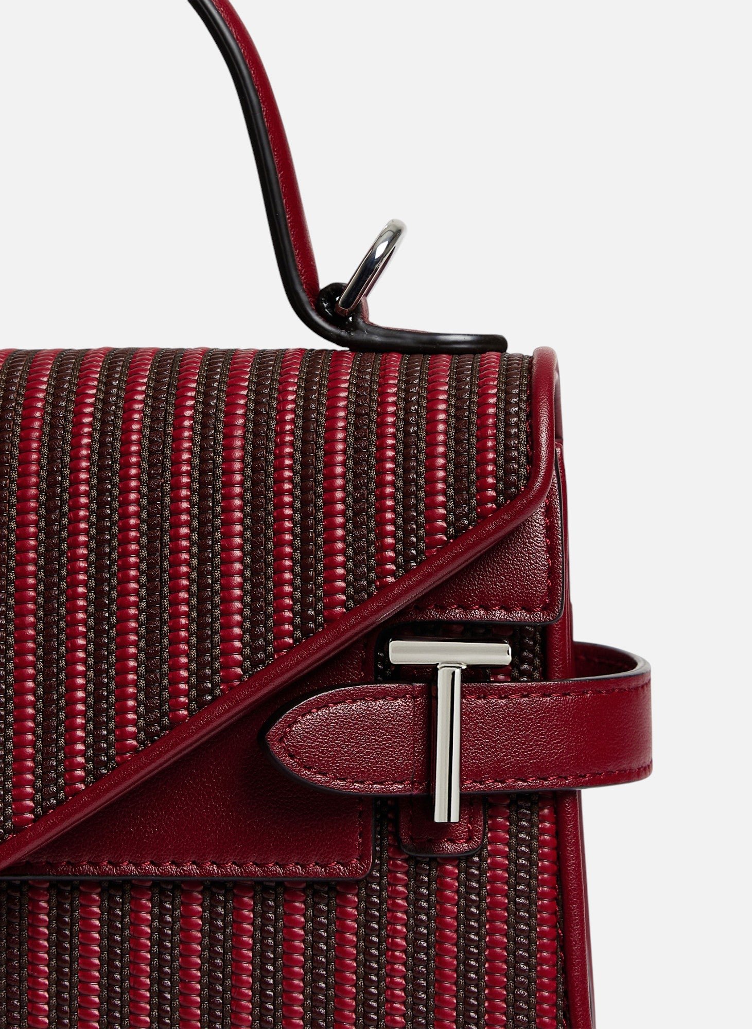 Petit sac à main double rabat emilie en cuir tressé LE TANNEUR Rouge