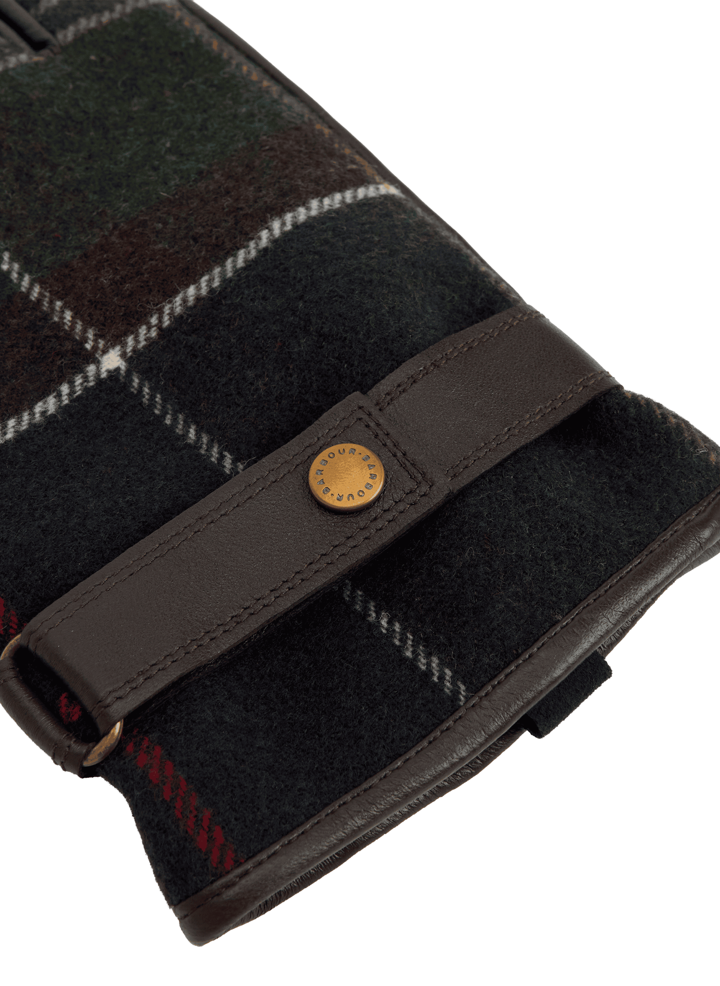 Tartan print leather and wool blend gloves BARBOUR Multicolour