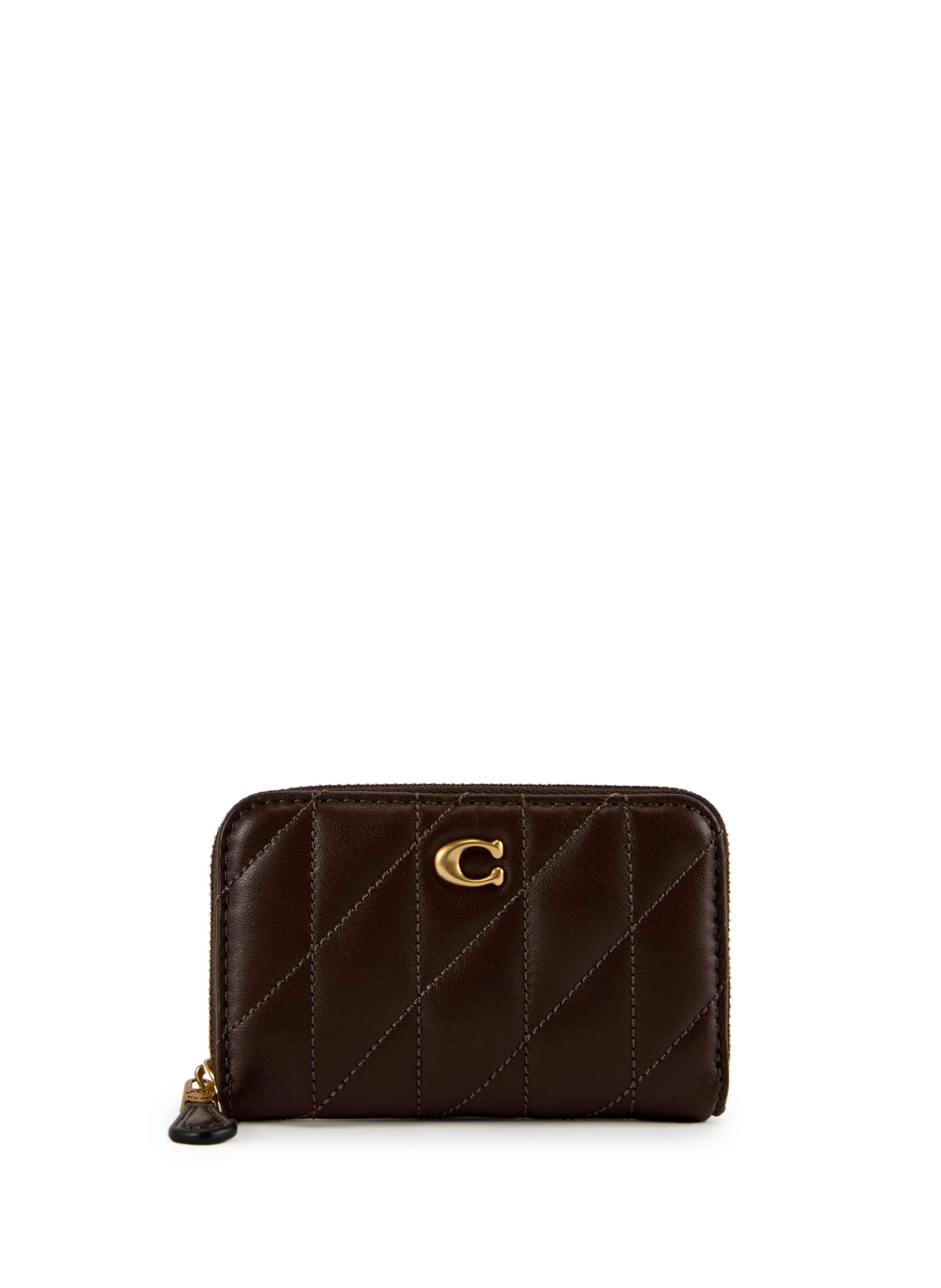 COACH Quilted leather zippered coin purse Brown