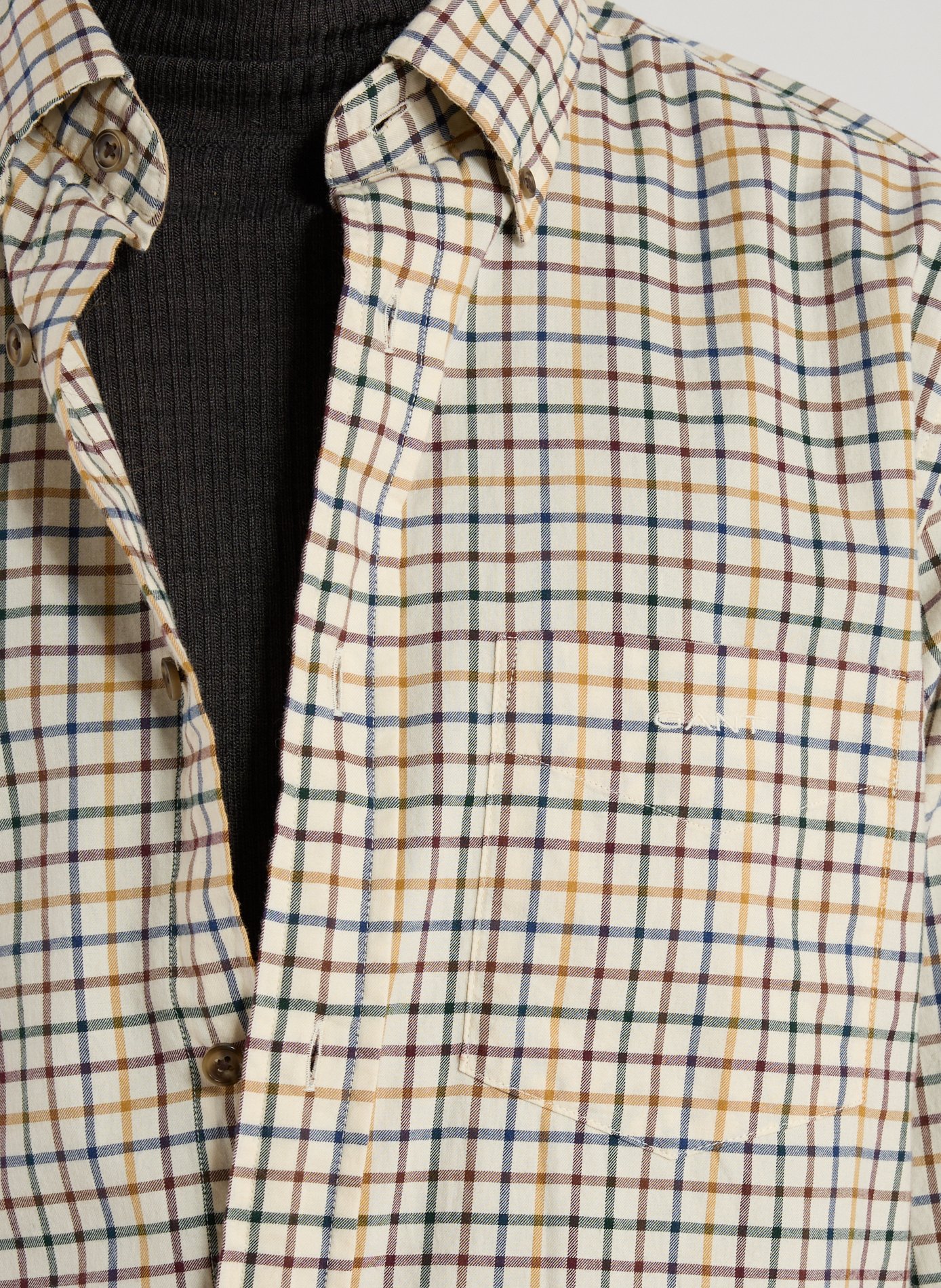 Chemise droite à carreaux en coton GANT Marron