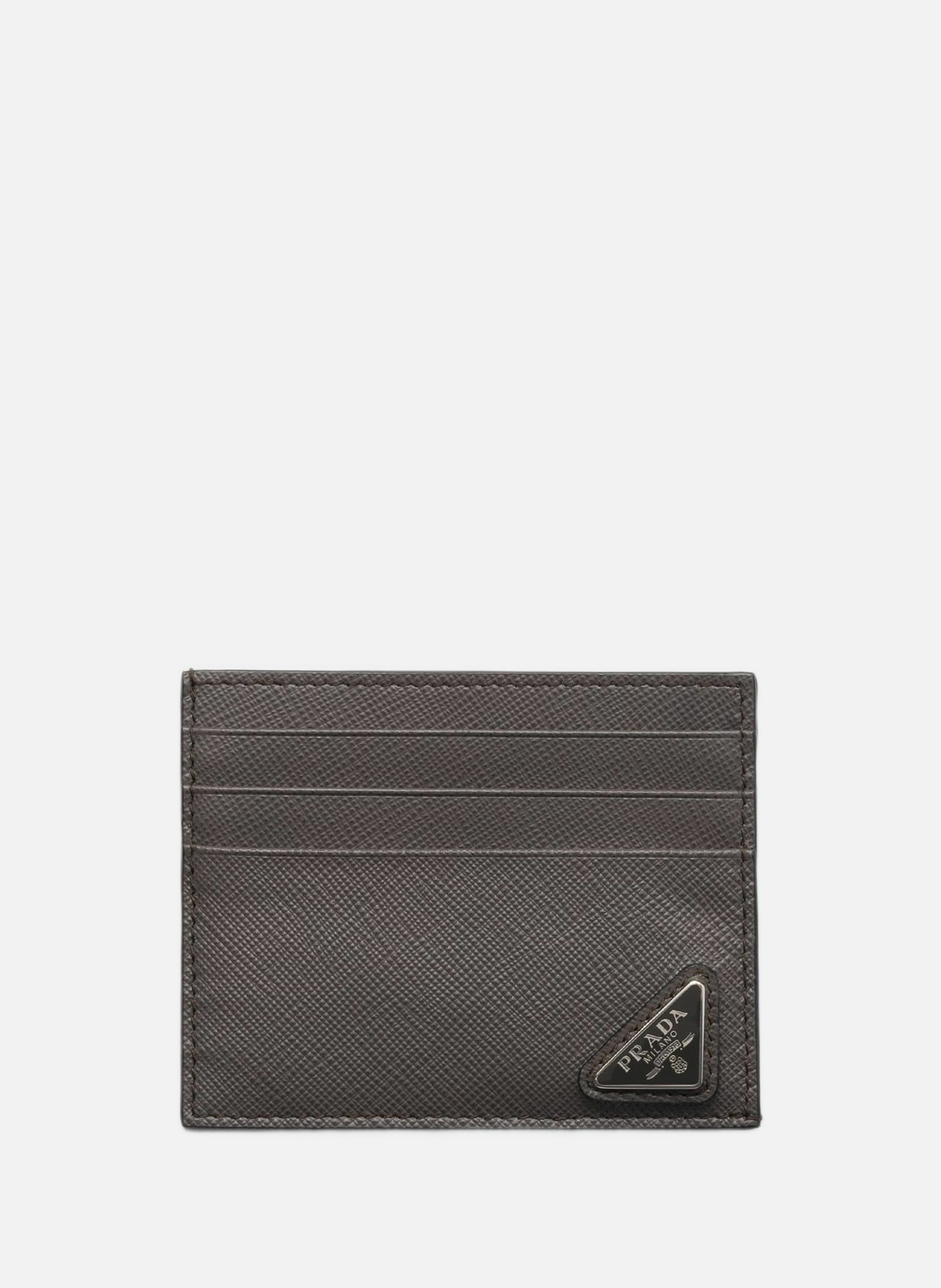 Porte-cartes en cuir saffiano PRADA Gris