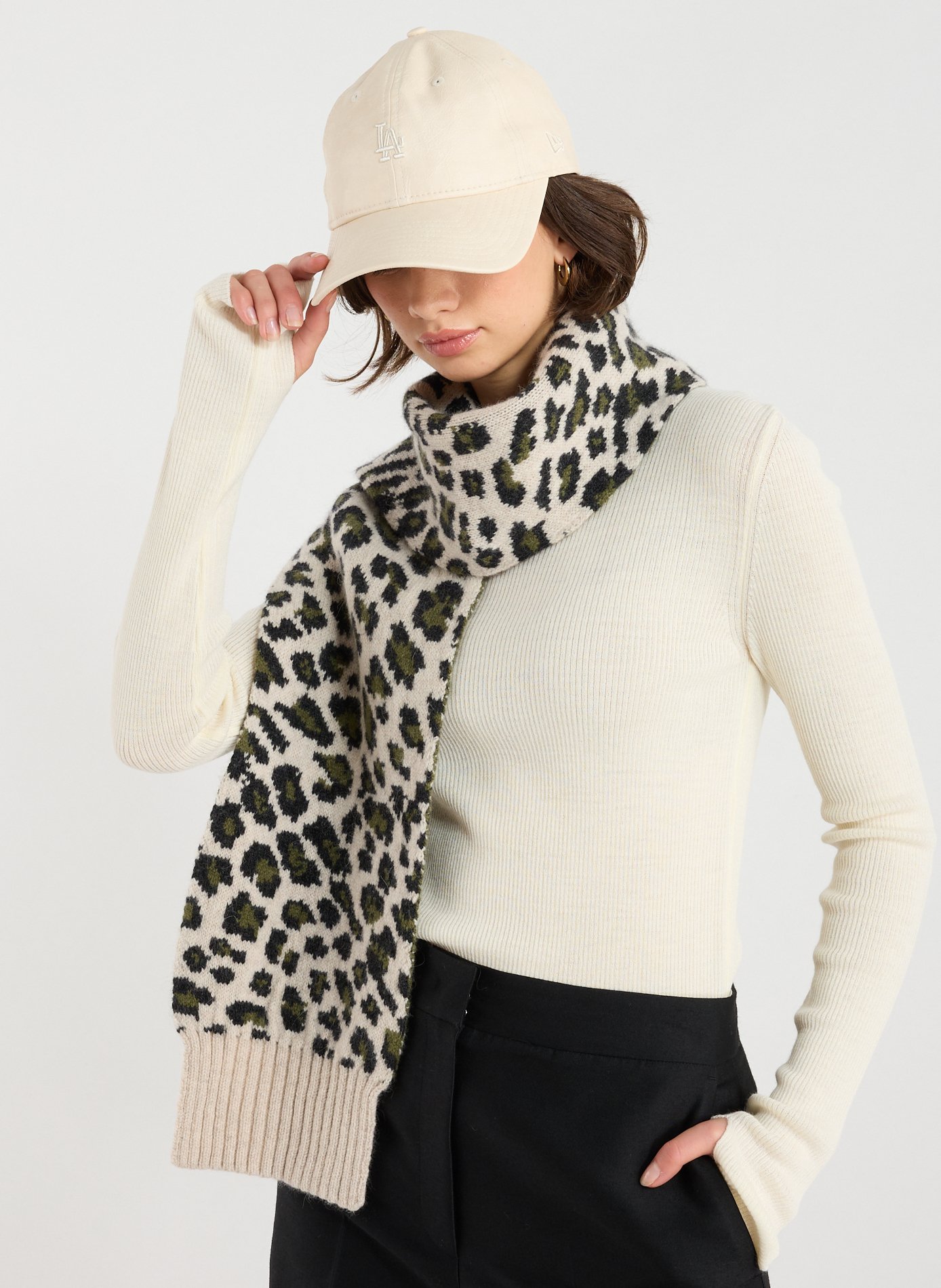 Echarpe léopard en laine et angora MACKIE Multicolore