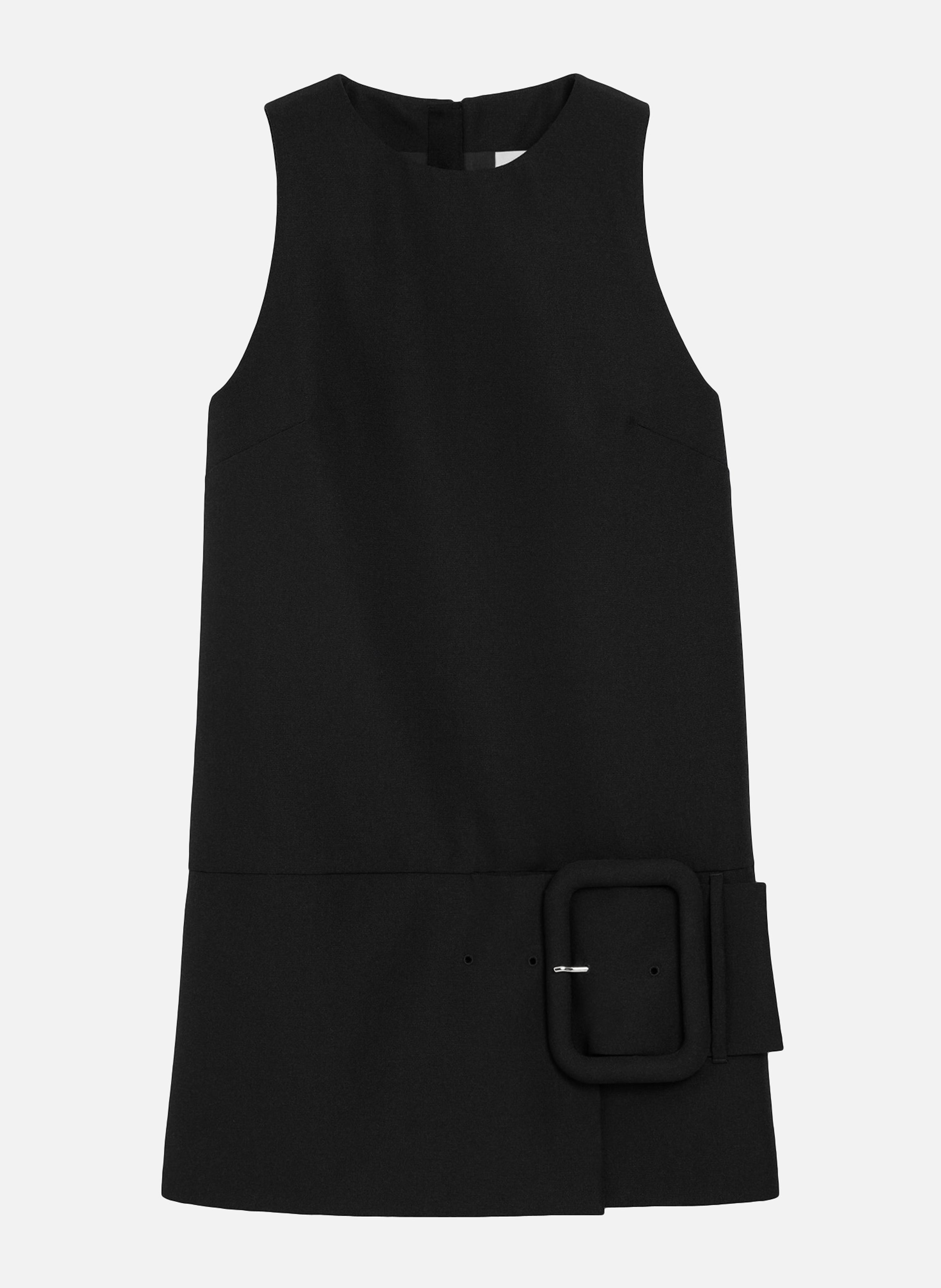 Robe mini ceinturée en laine vierge AMI PARIS Noir