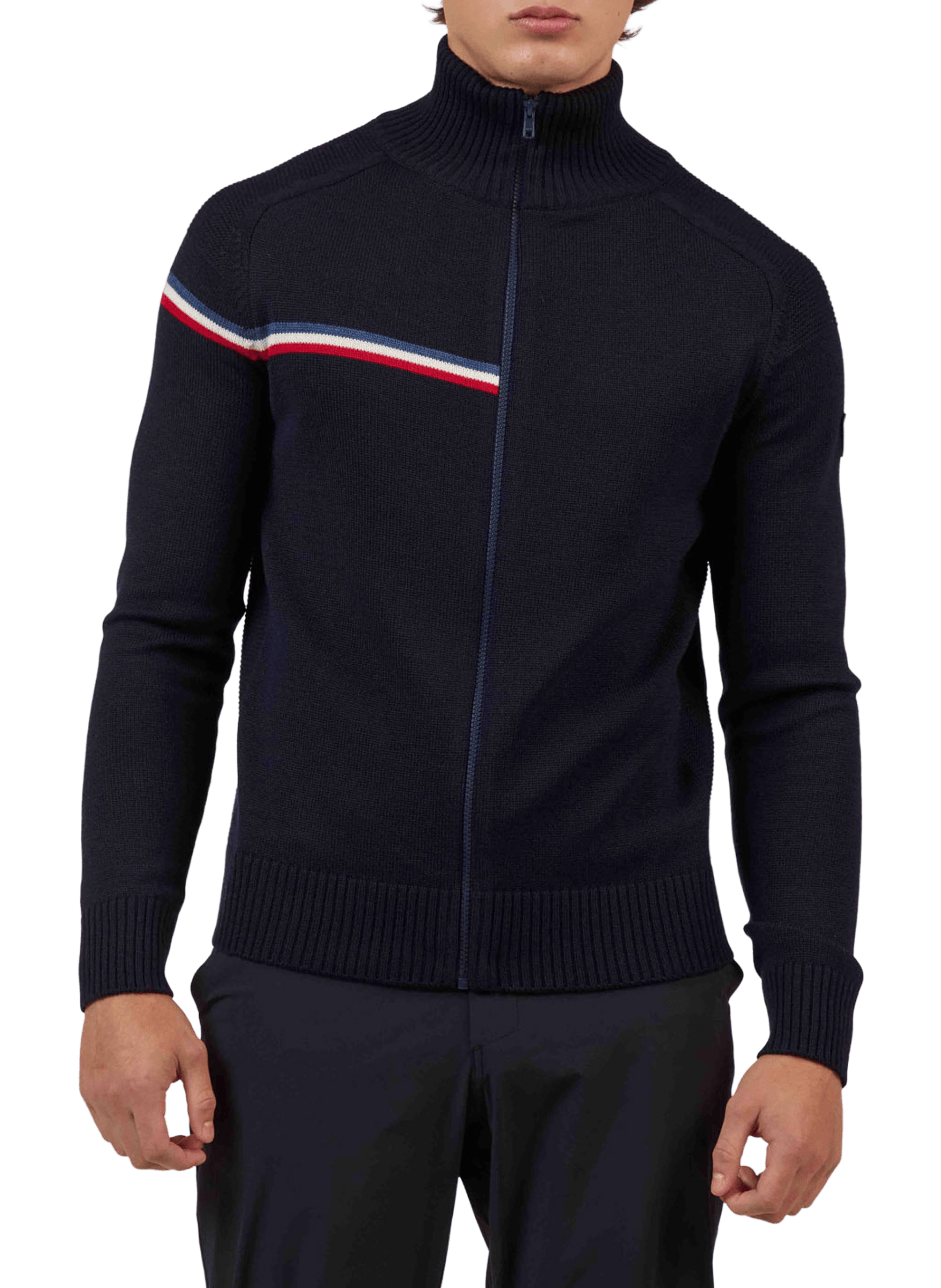 Sweat zippé à col montant en laine mérinos ROSSIGNOL Bleu