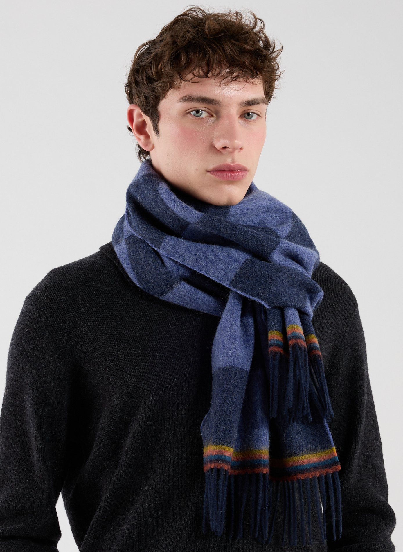 Echarpe réversible en laine PAUL SMITH Bleu