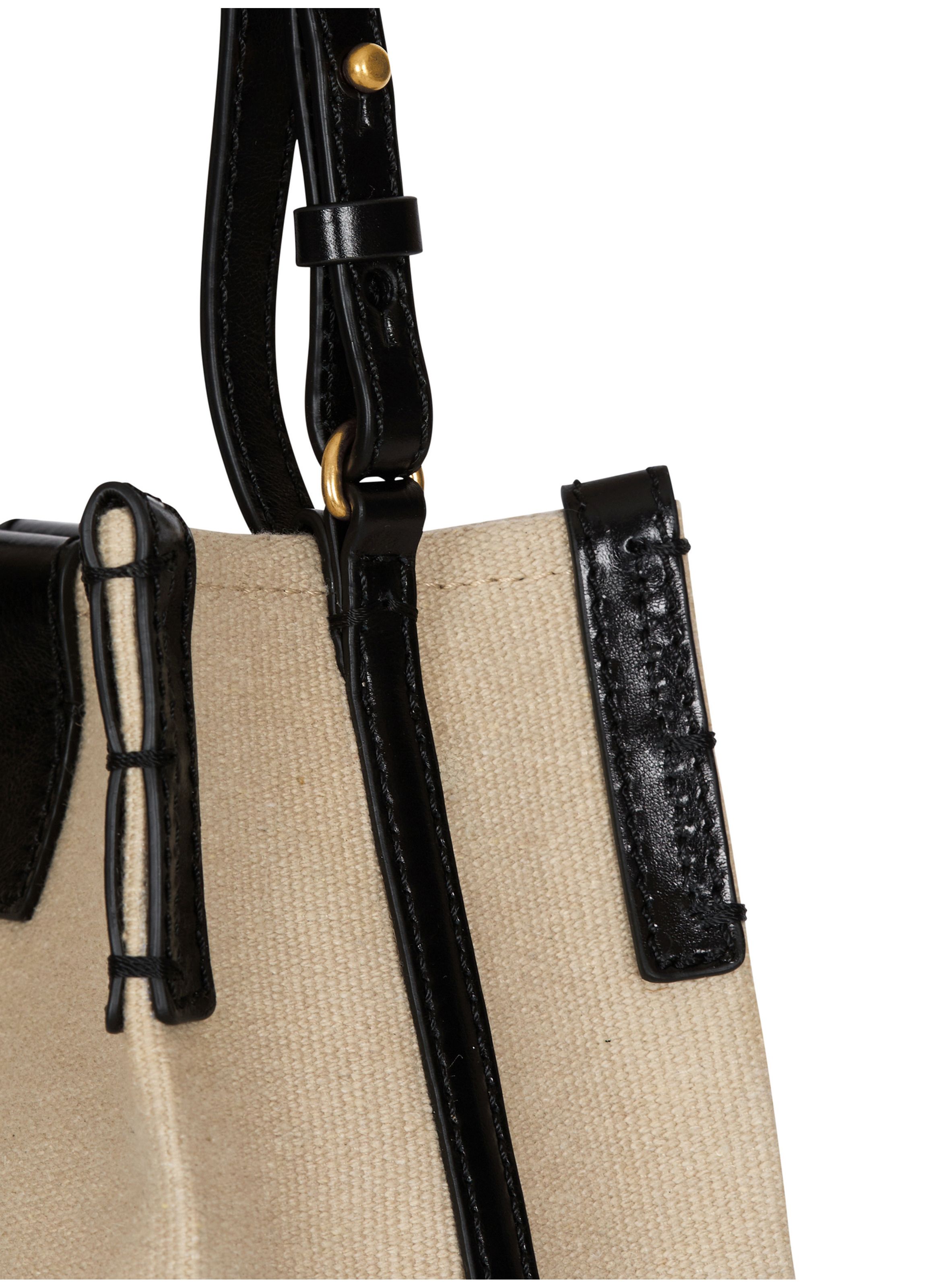 Sac release bucket en toile et cuir de veau BALMAIN Beige