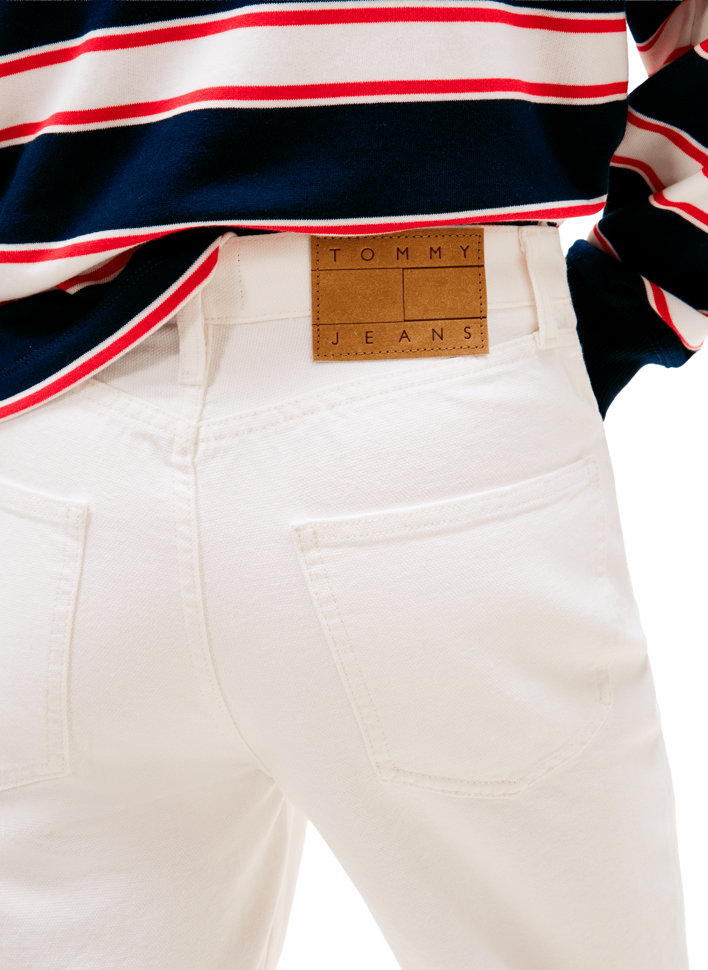 Jean droit taille haute en coton mélangé TOMMY HILFIGER Blanc