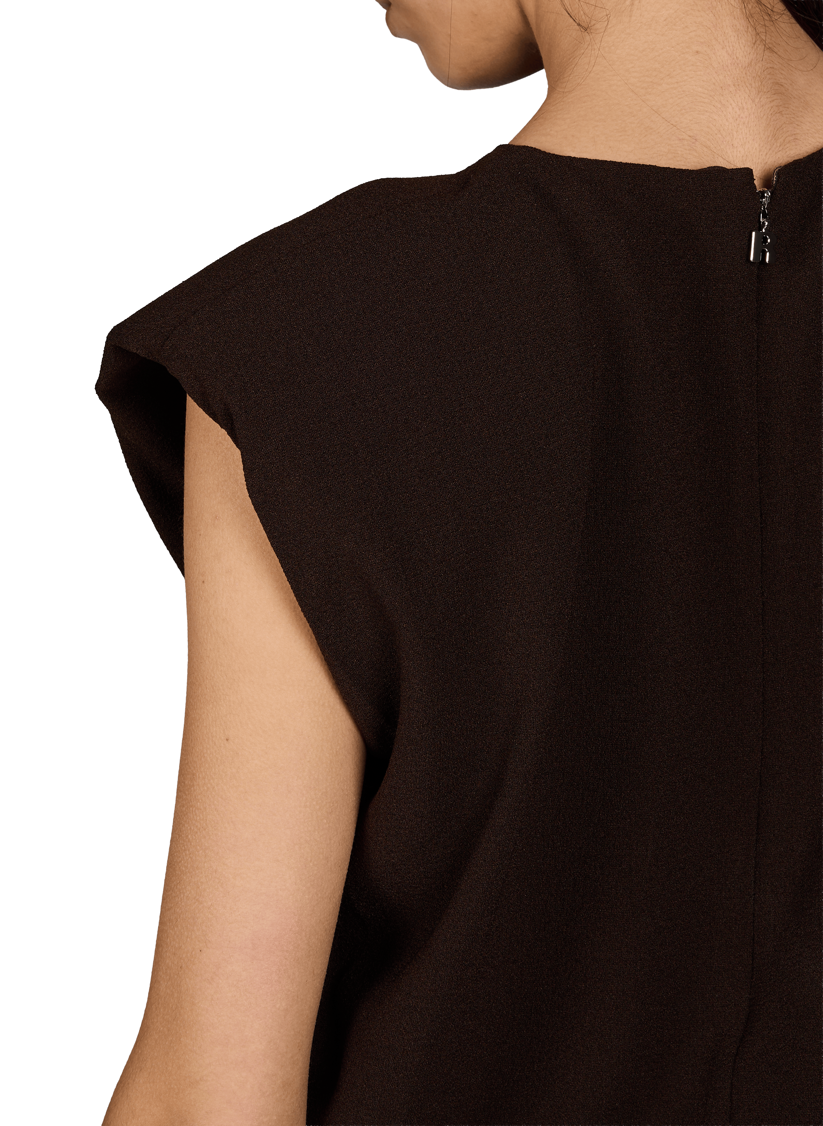 Top sans manches à col rond ROTATE Marron