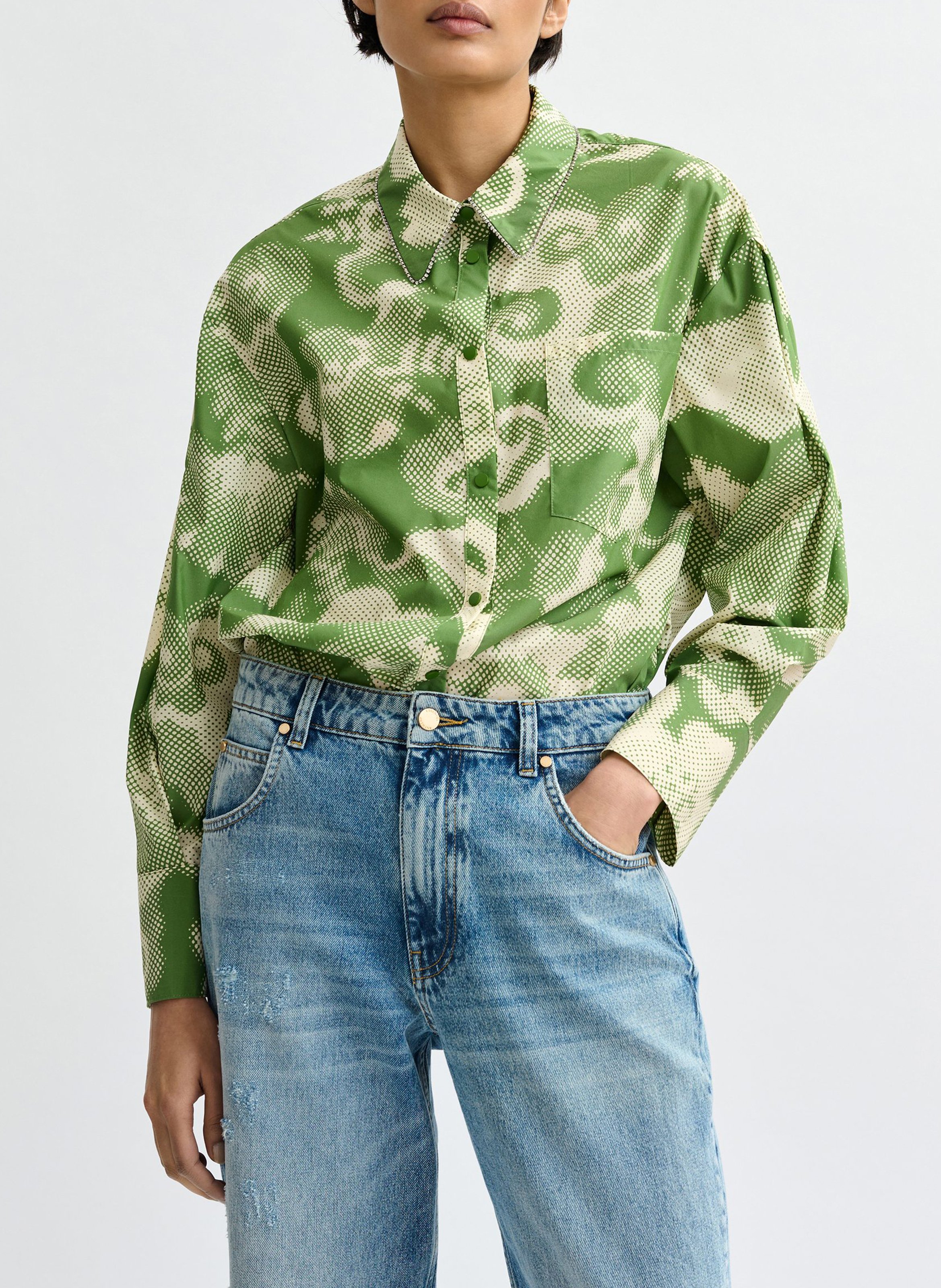 Chemise col classique en coton mélangé Jaubergine ESSENTIEL ANTWERP Vert