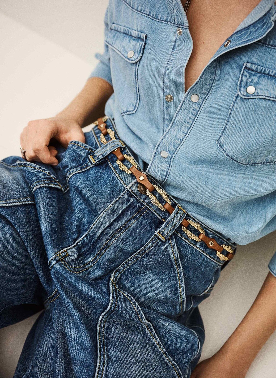 Ceinture boucle en cuir baptiste BA&SH Marron