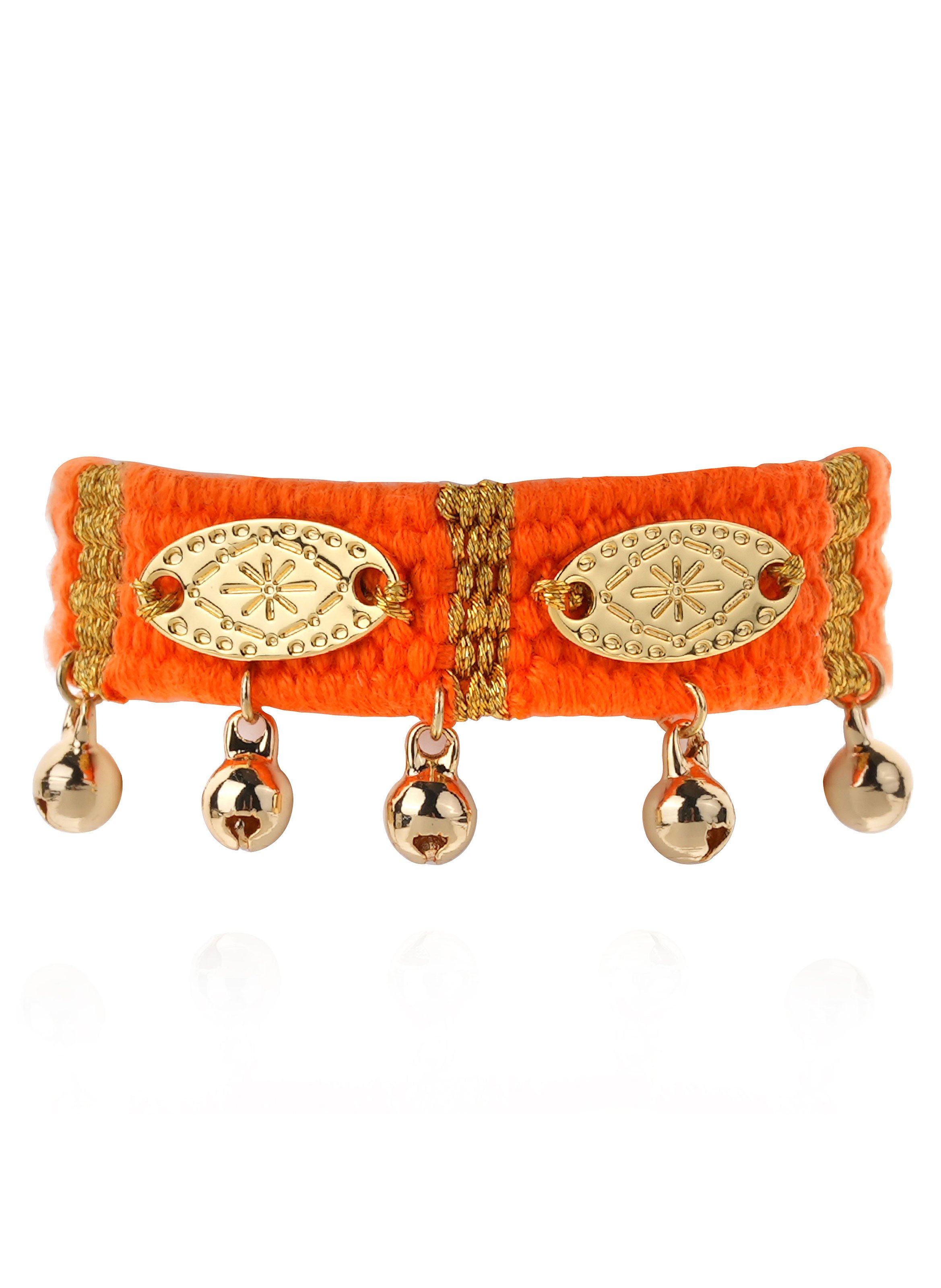 Bracelet en tissu coloré réglable avec pampilles todobem HIPANEMA Orange