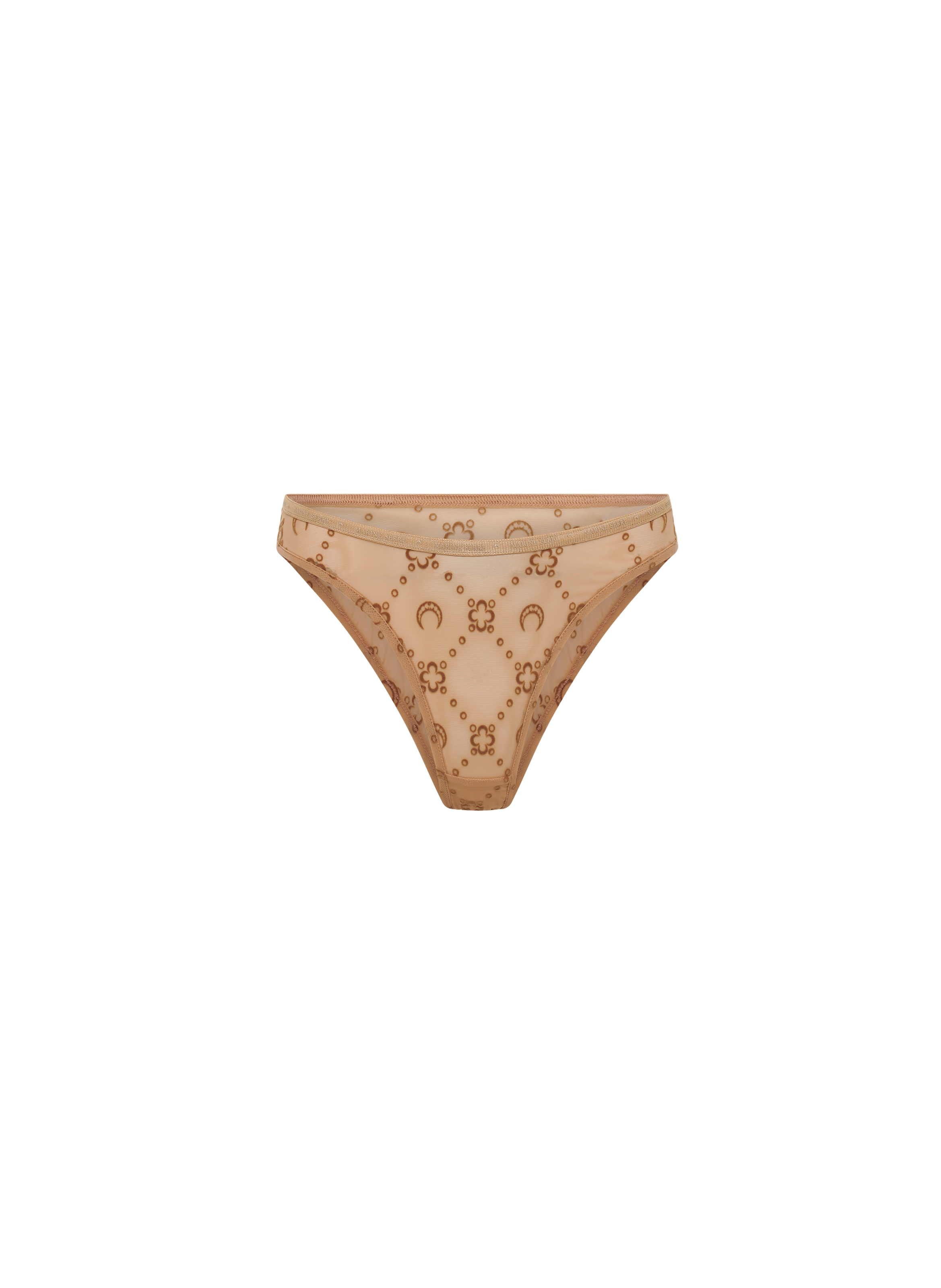Culotte moonogram taille haute en mesh floquée MARINE SERRE Beige