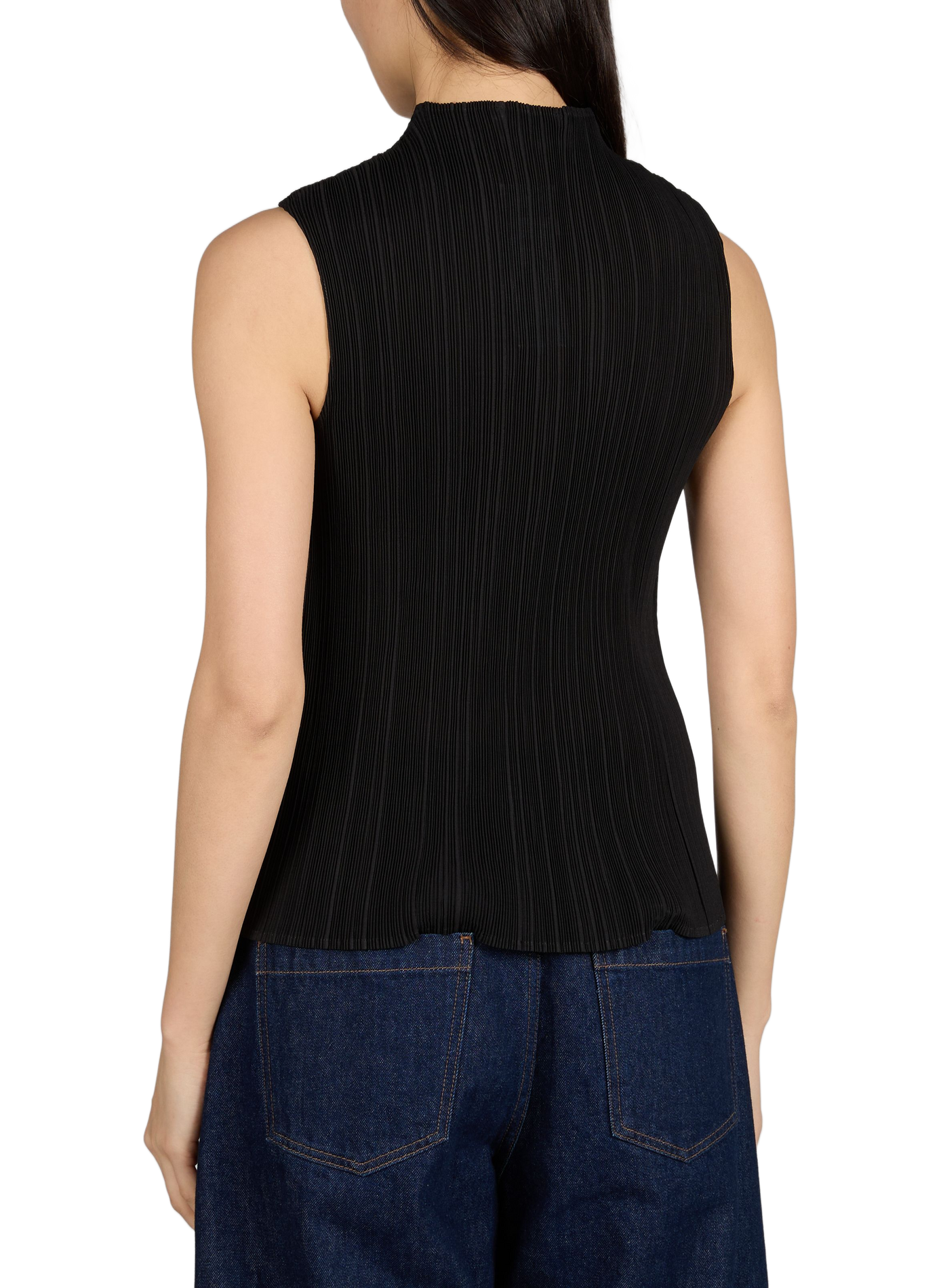 Top plissé avec de la transparence ADOLFO DOMINGUEZ Noir