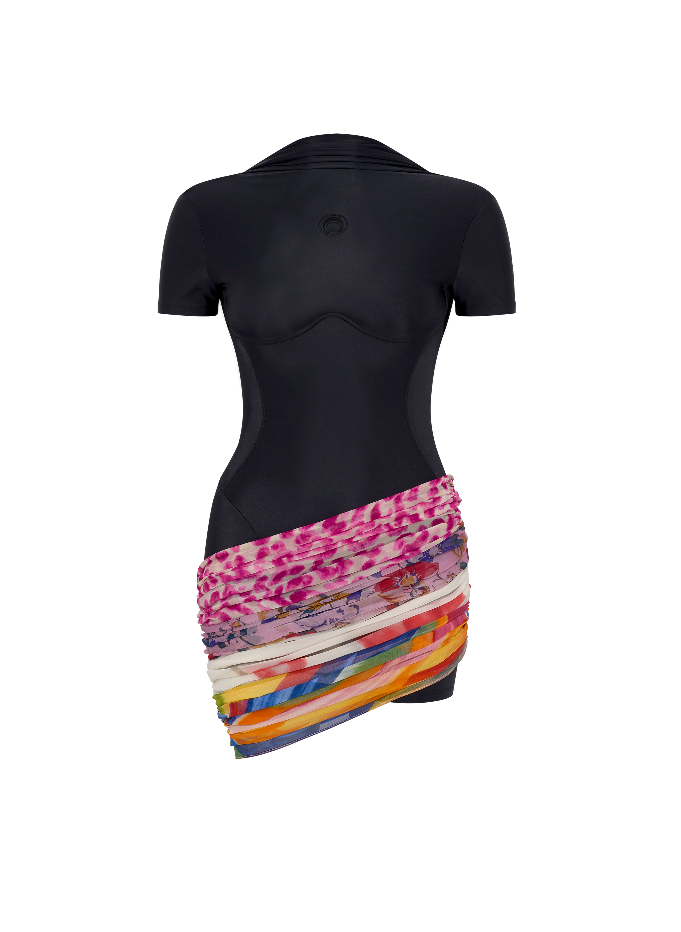 Jersey and silk scarves mini dress MARINE SERRE Black