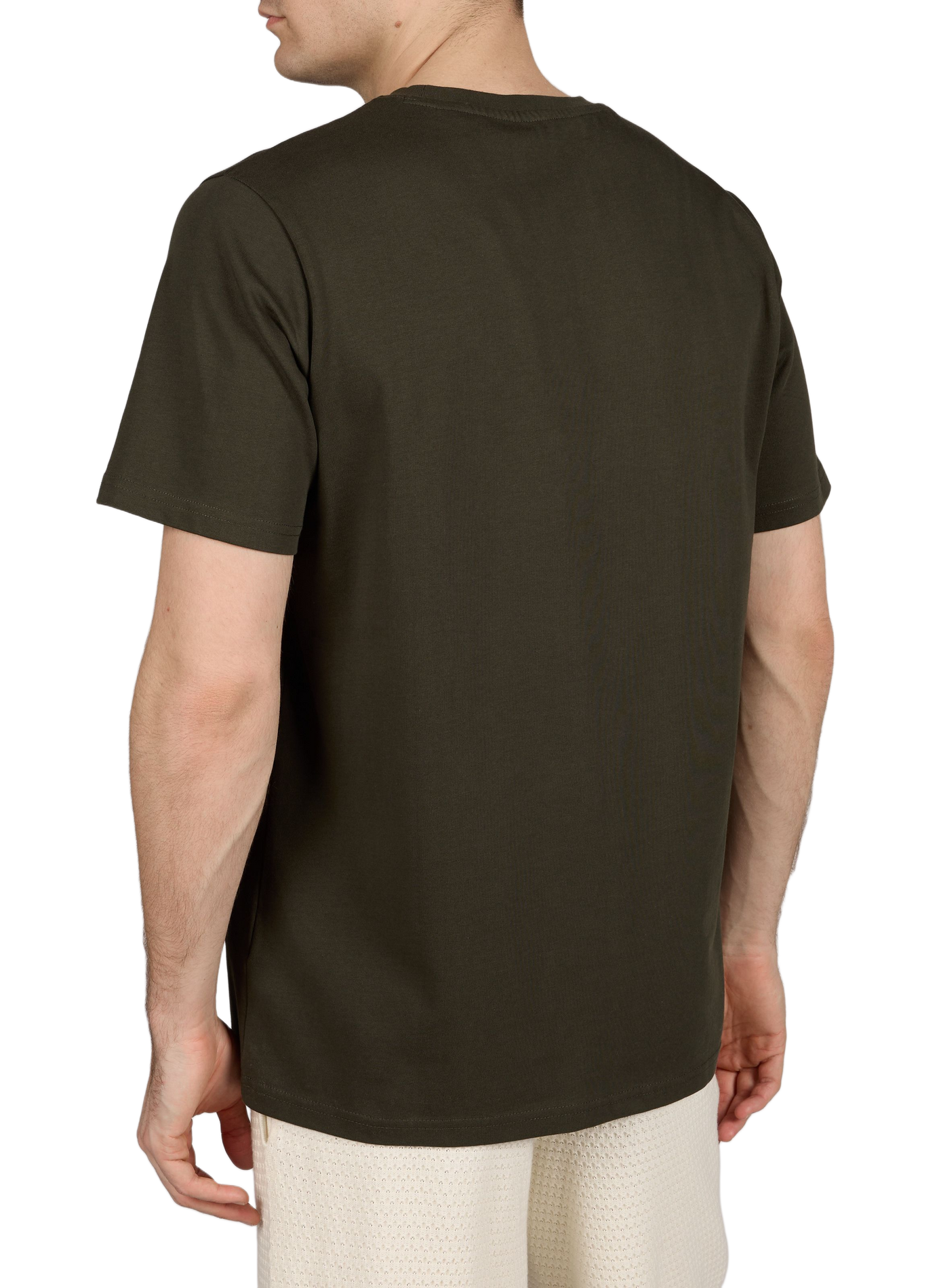 T-shirt col rond en coton KNOWLEDGE COTTON Kaki