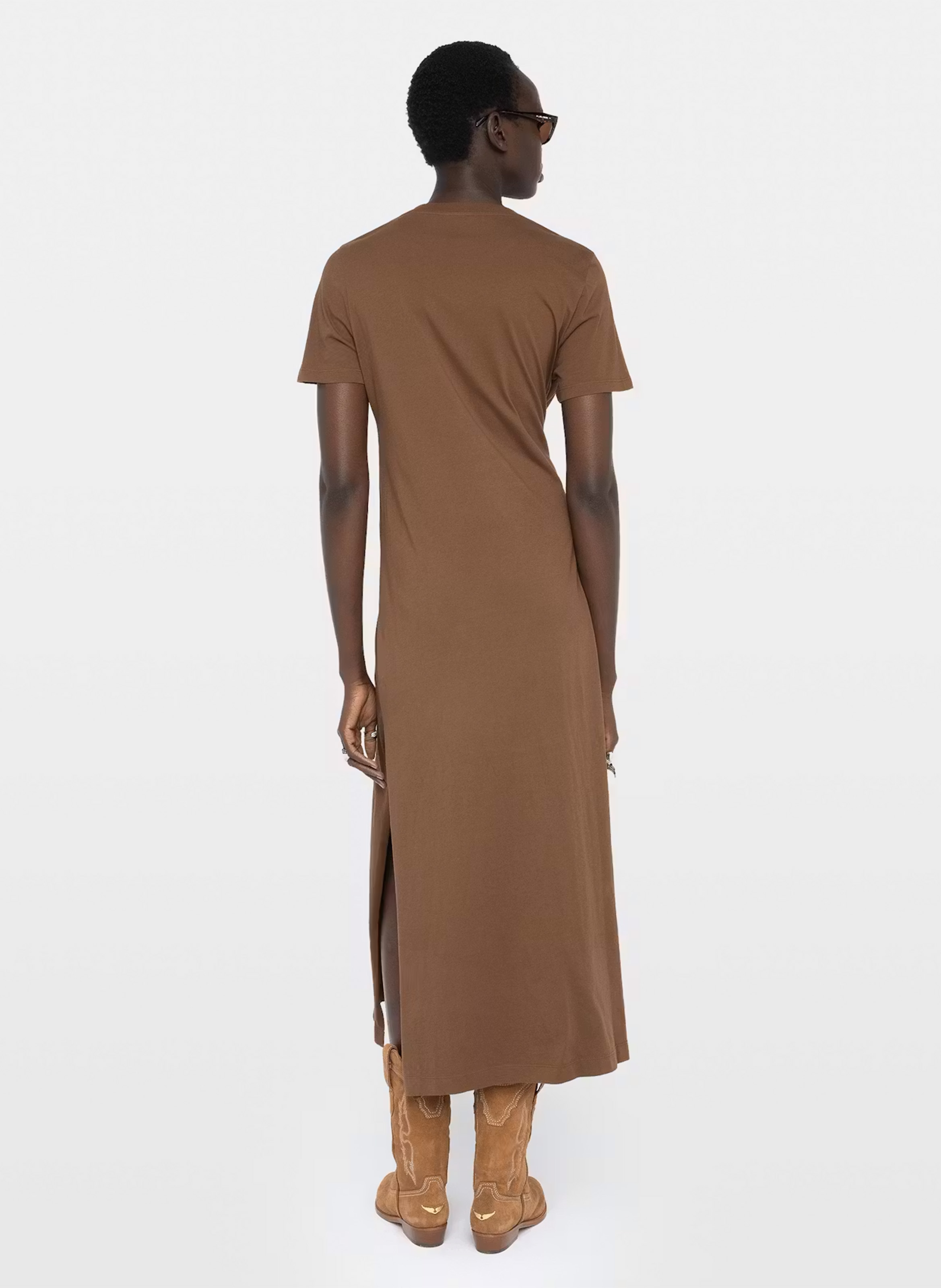 Robe longue manches courtes plissée raja ZADIG&VOLTAIRE Marron