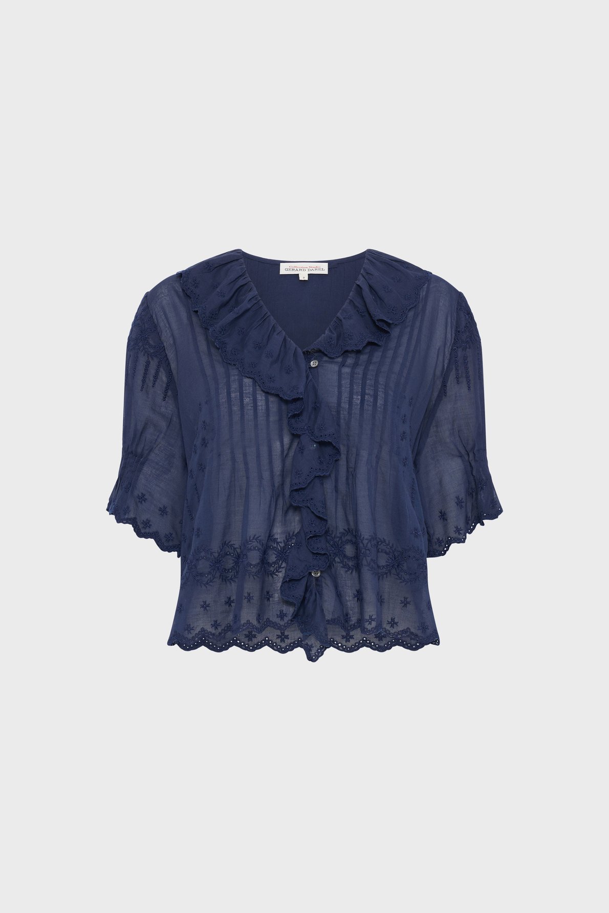 Chemise brodée en voile de coton - ceylia GERARD DAREL Bleu