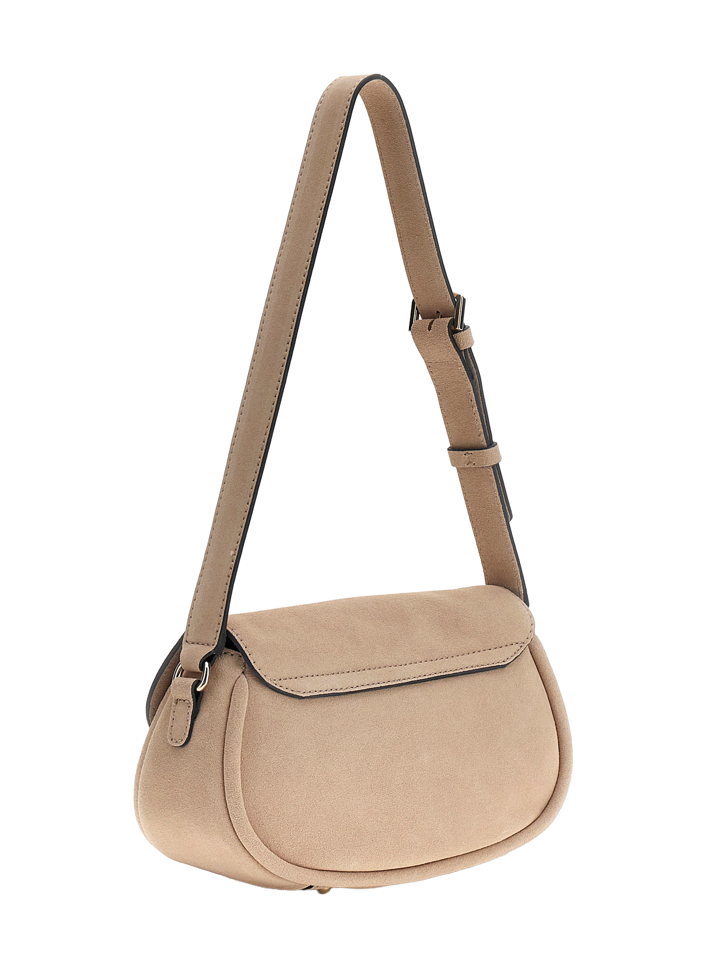 Suede leather shoulder bag GUESS Beige