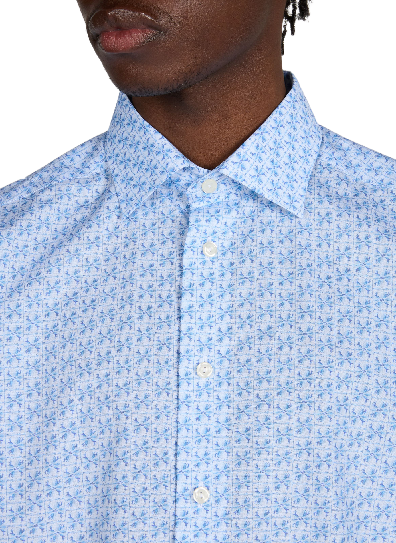 Printed straight cotton shirt ETON Blue