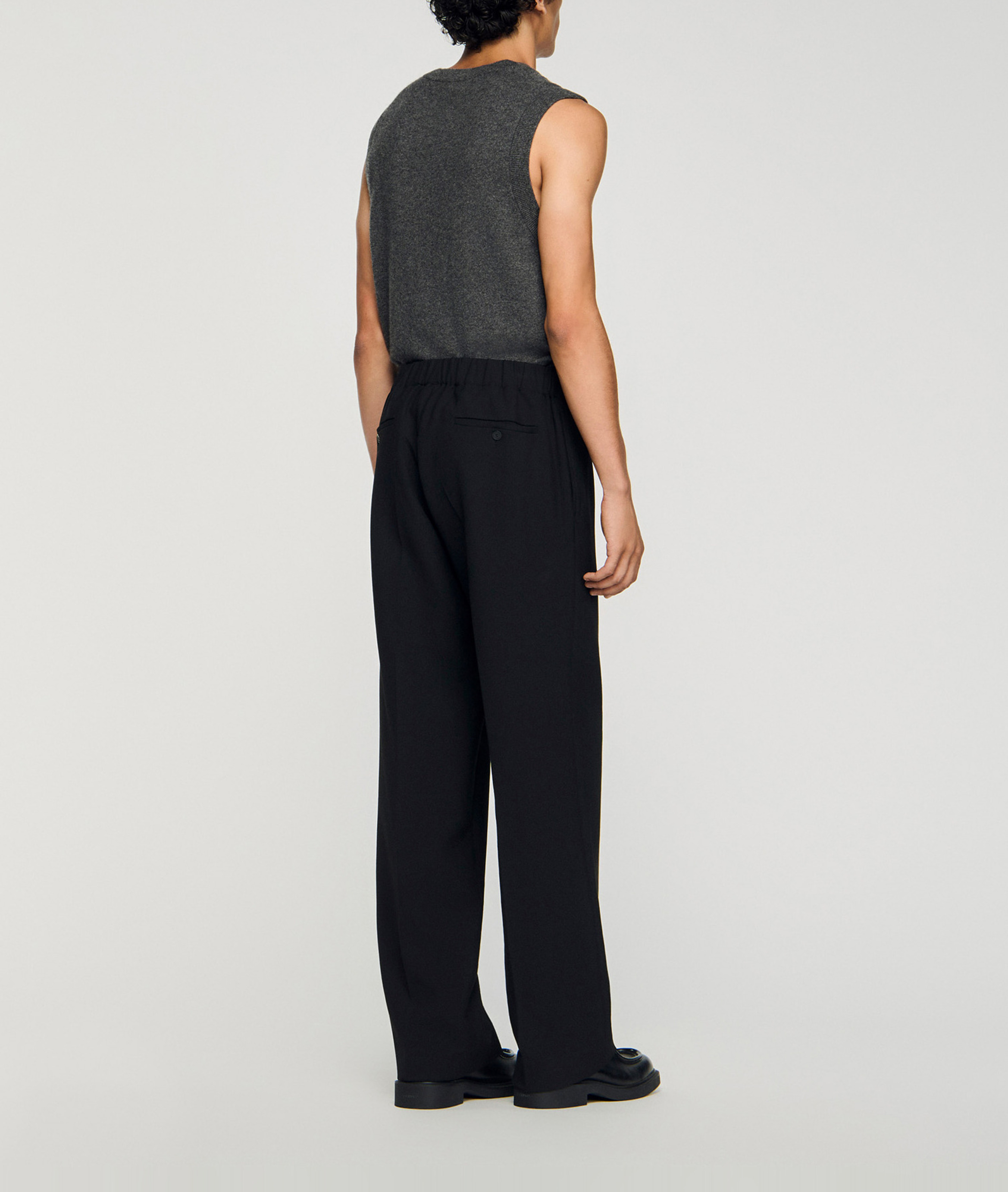 Pantalon large en jersey SANDRO Noir