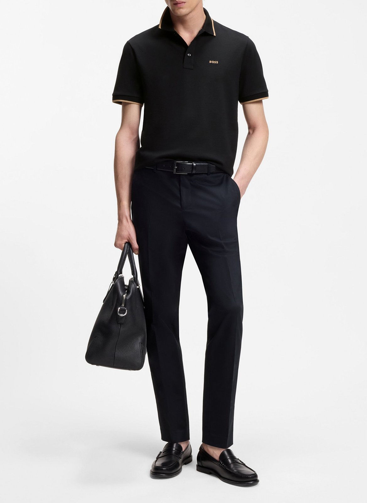 Polo en coton BOSS Noir