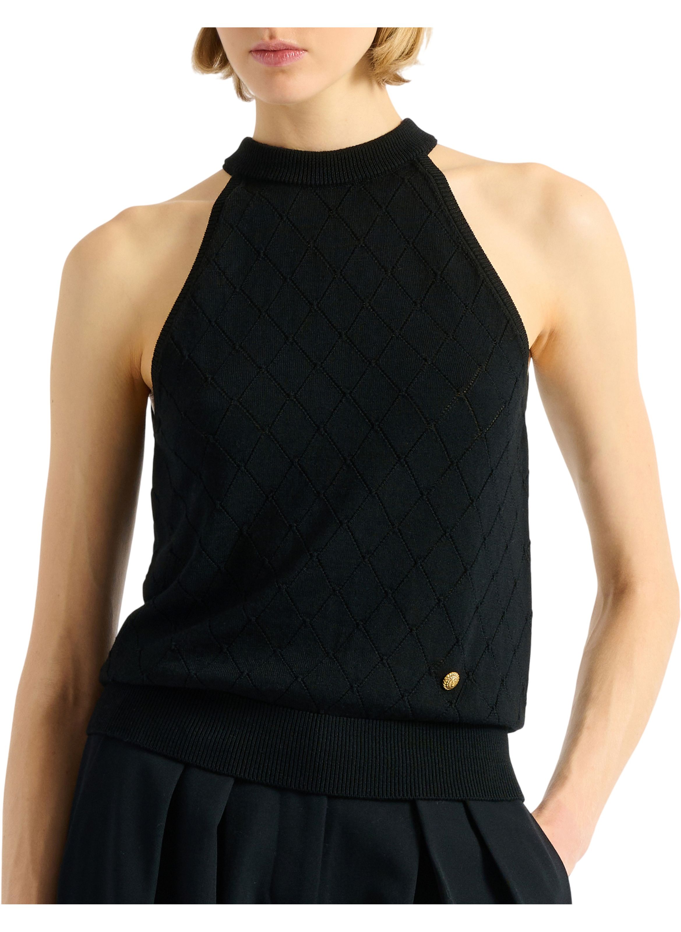 Top sans manches en maille BALMAIN Noir