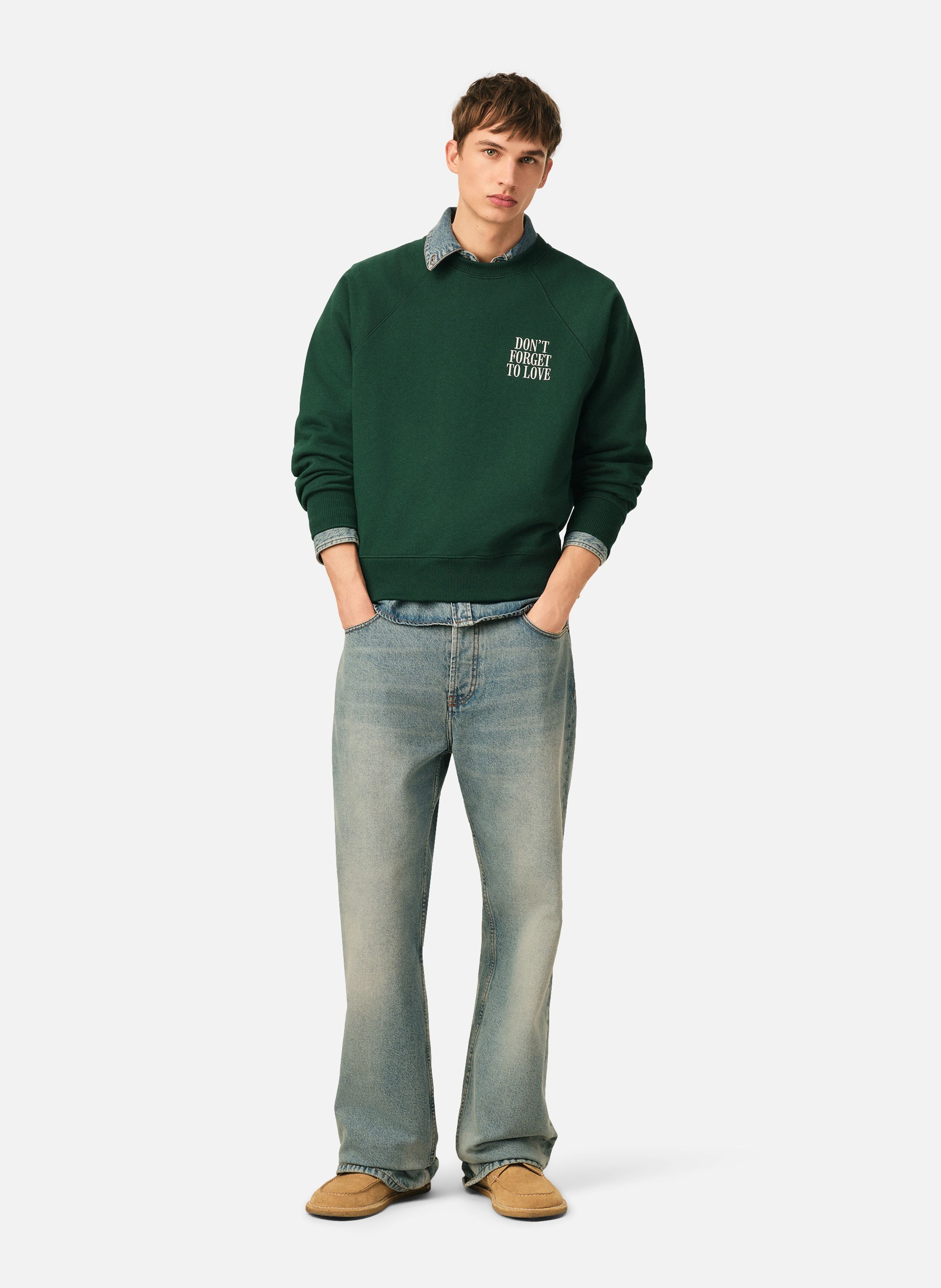 Sweatshirt unisexe en coton "don't forget to love" AMI PARIS Vert