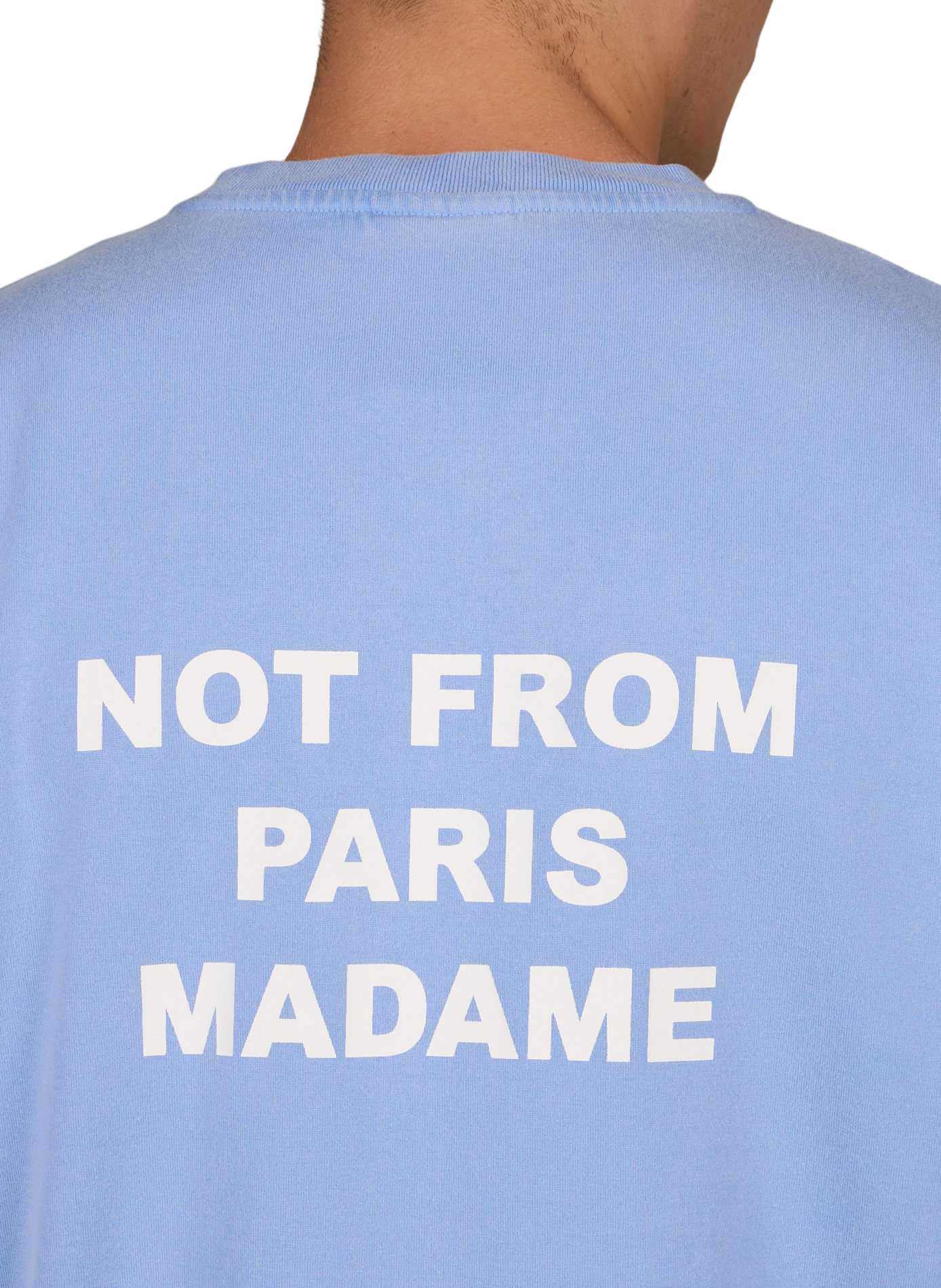 Long-sleeved T-shirt with slogan print on the back in cotton. DROLE DE MONSIEUR Blue