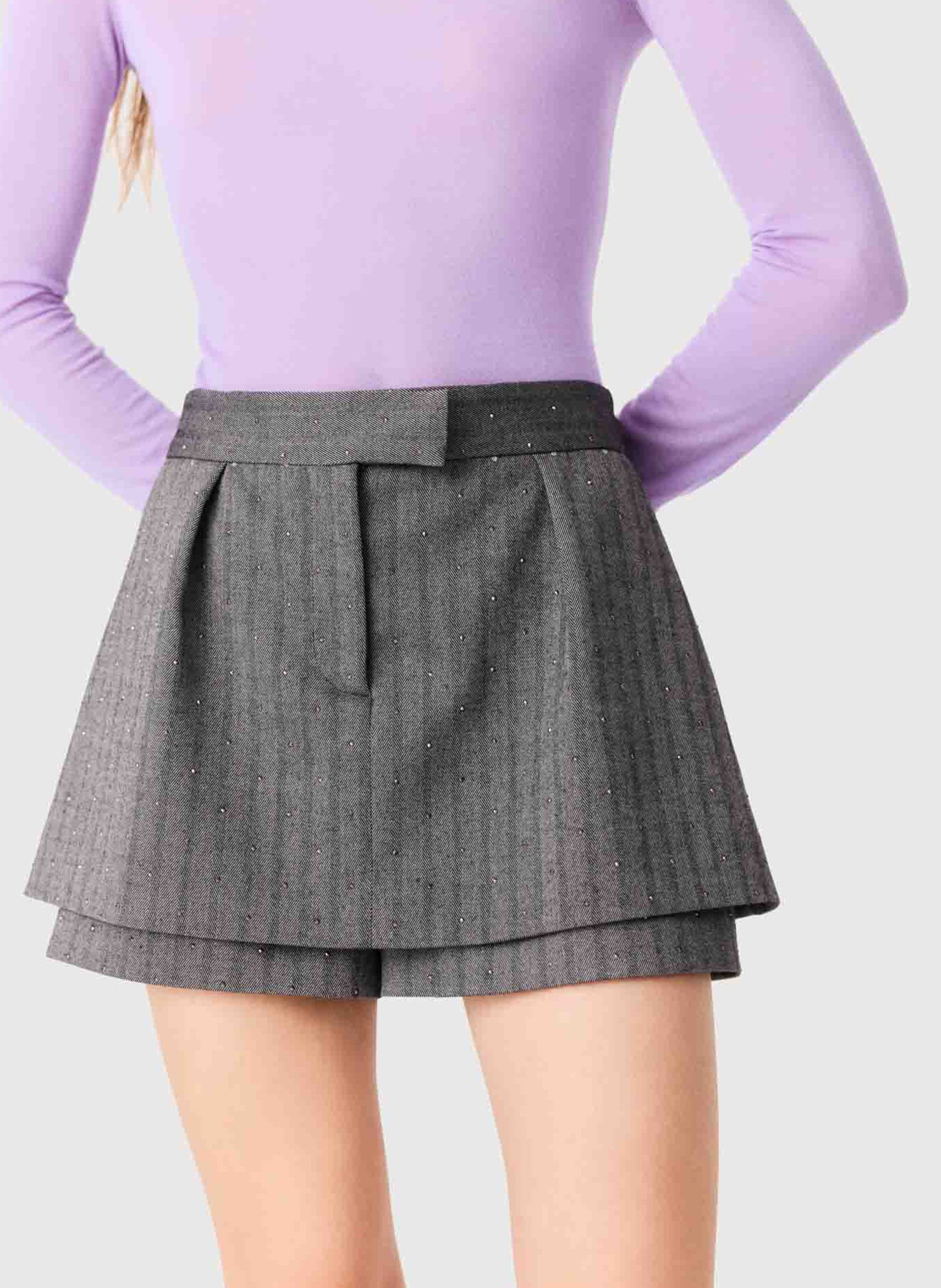 Jupe courte strassée MAJE Gris