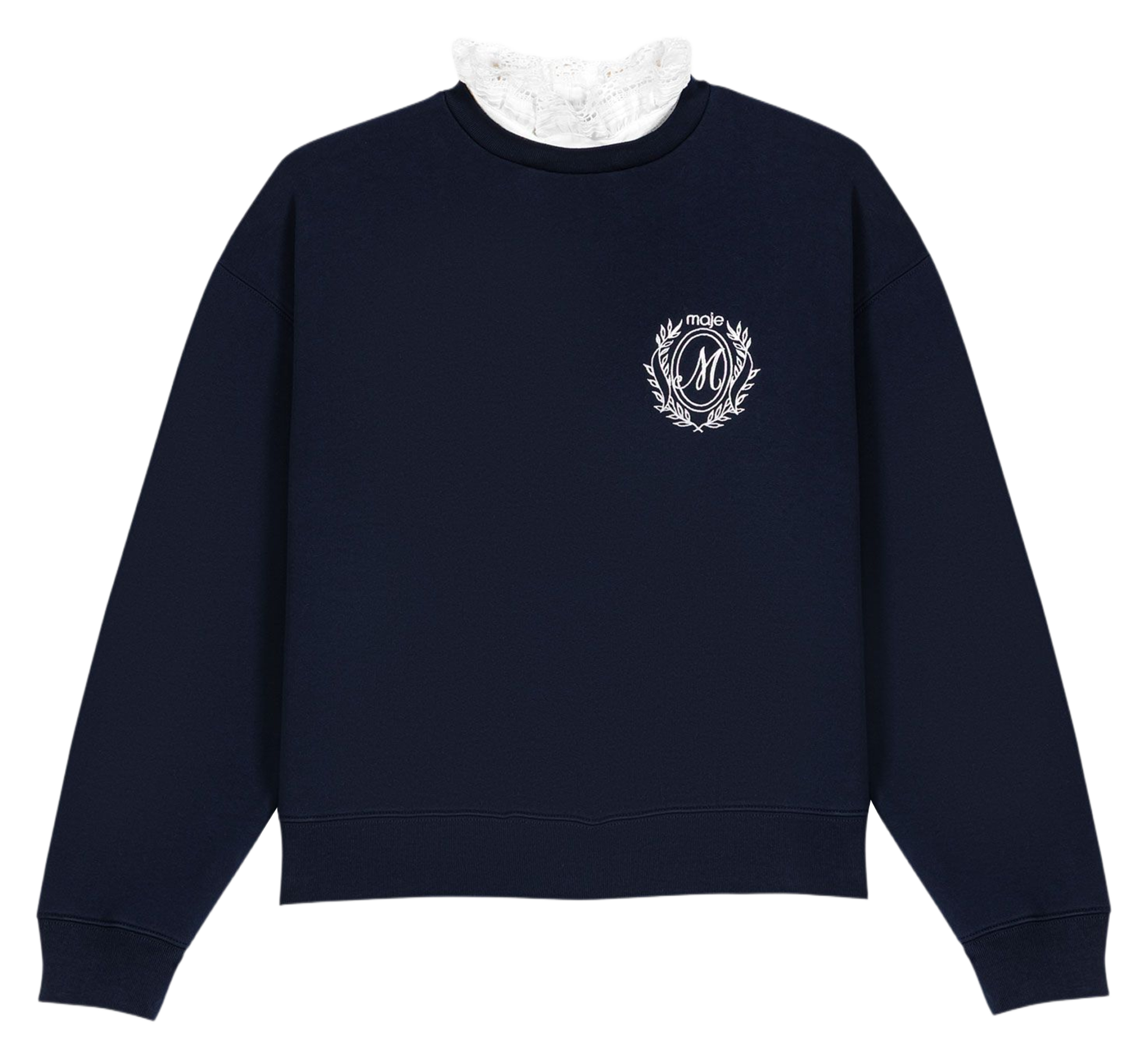 Sweat droit à bijou en coton MAJE Bleu