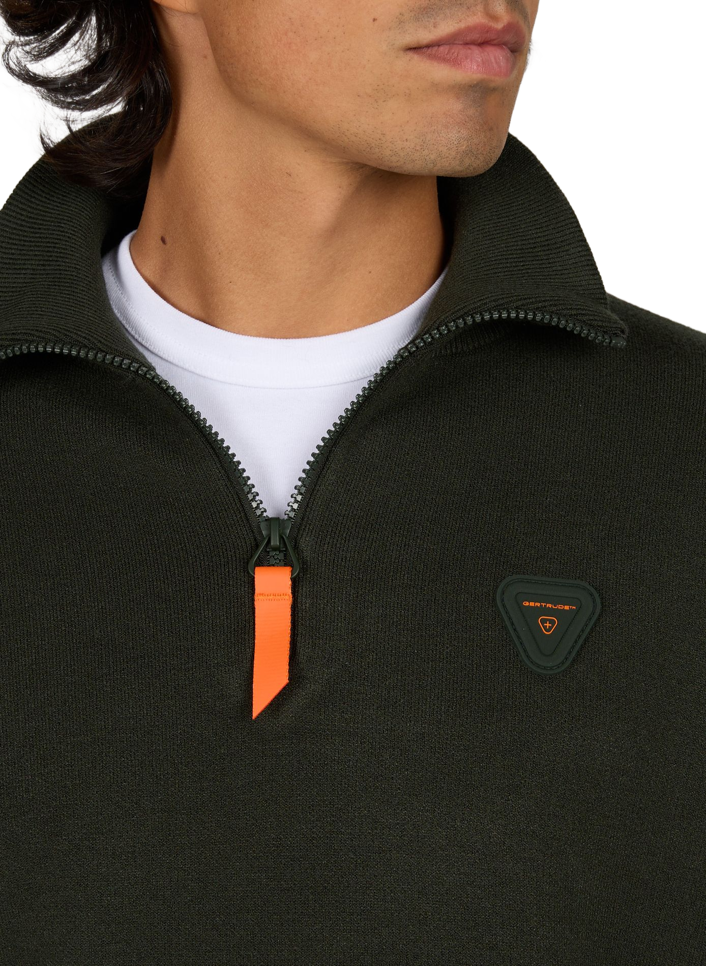 Straight fit high-neck zip-up sweatshirt with logo GERTRUDE Green