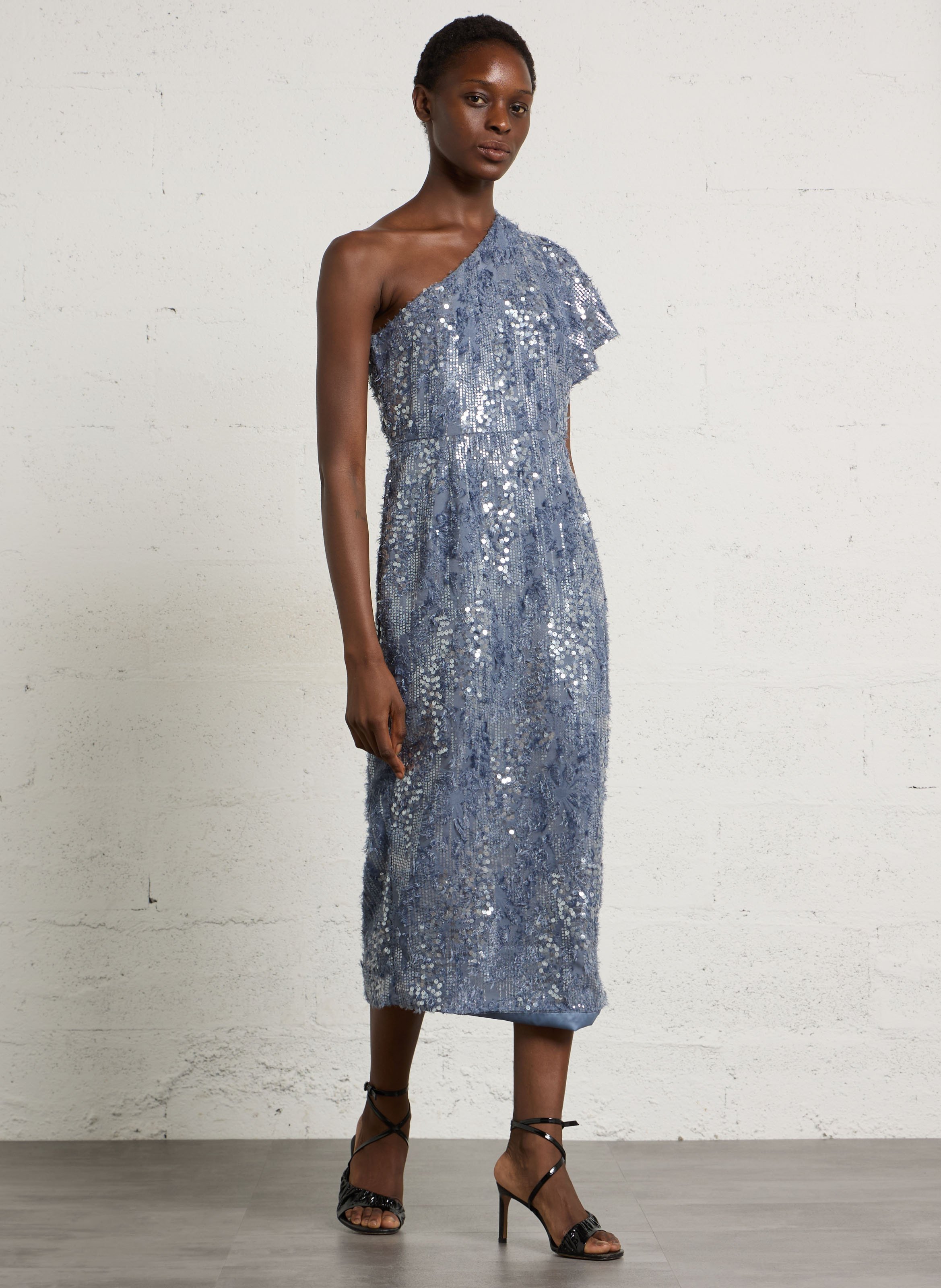 Robe asymétrique à sequins | Bleu IKKS Femme