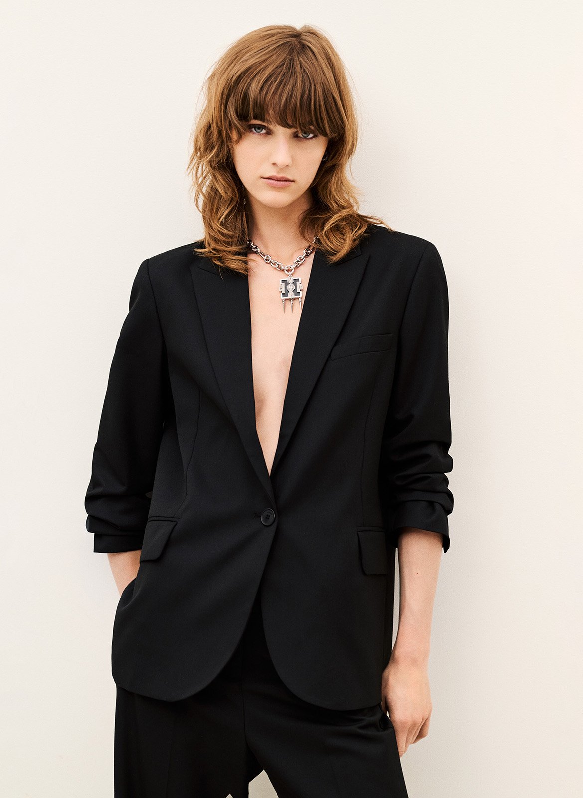 Veste tailleur oversize unie cayne  Noir
