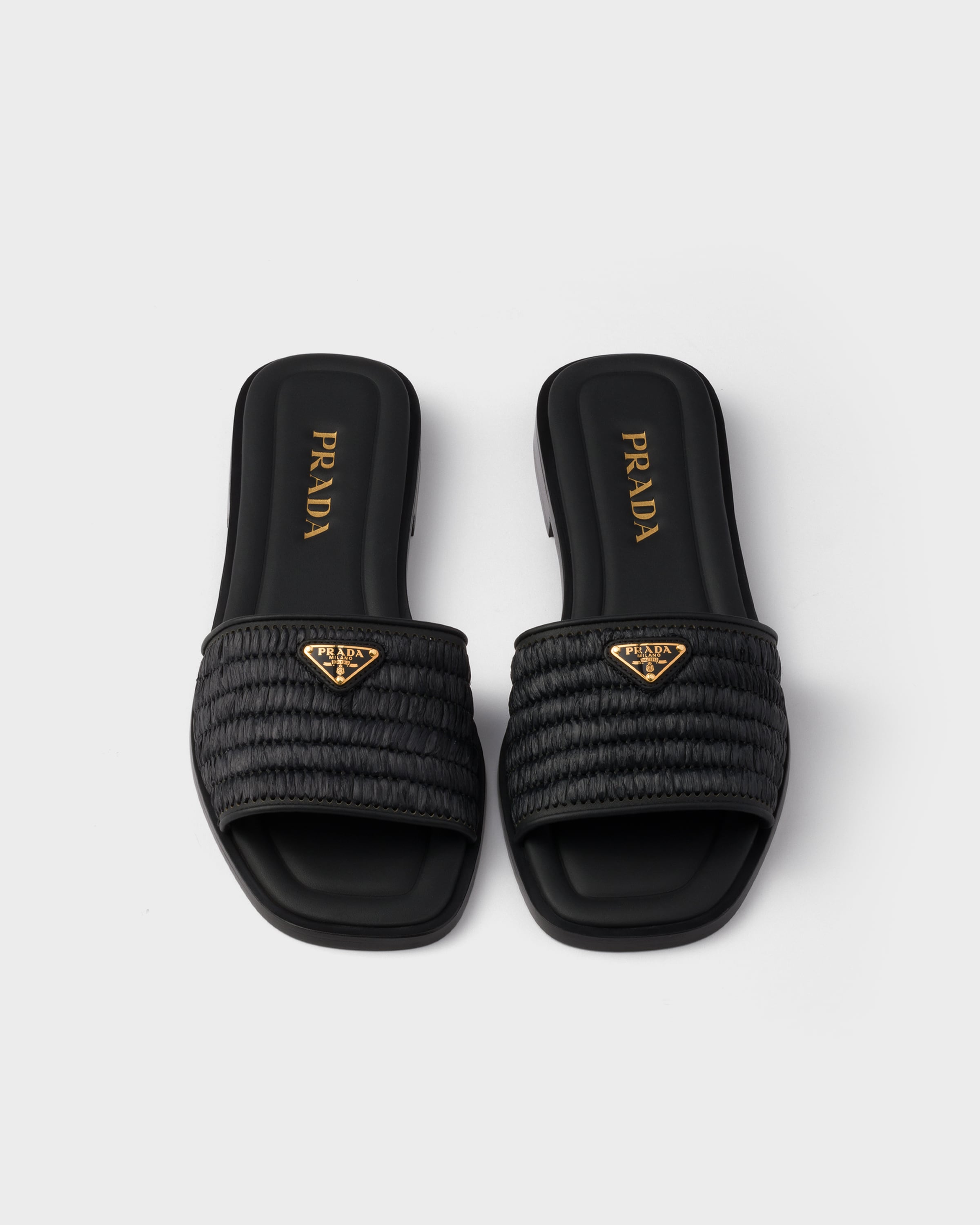 Mules en cuir avec détails en crochet PRADA Noir