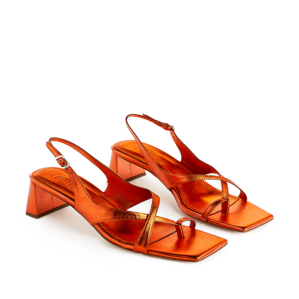 Souliers Martinez Arcos Leather Heeled Sandals In Orange