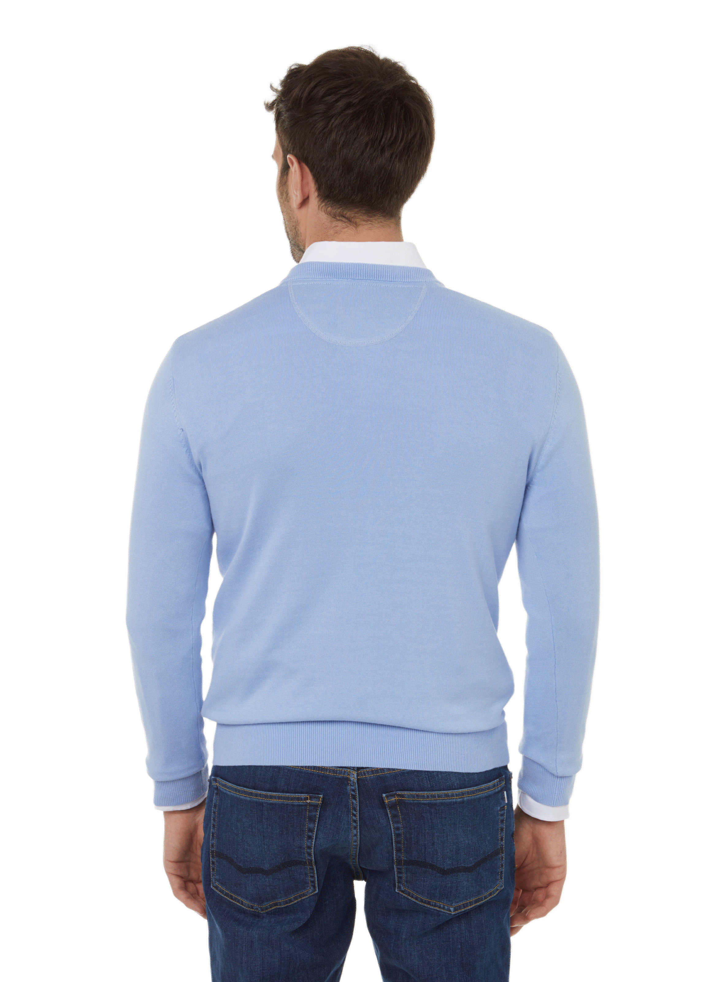 Cotton V-neck jumper EDEN PARK Blue