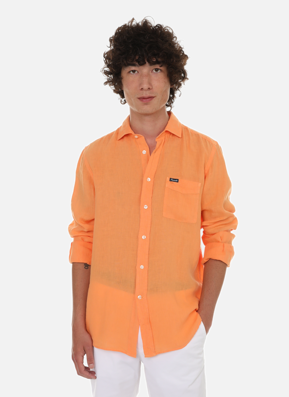 FACONNABLE Long-sleeved linen shirt Orange