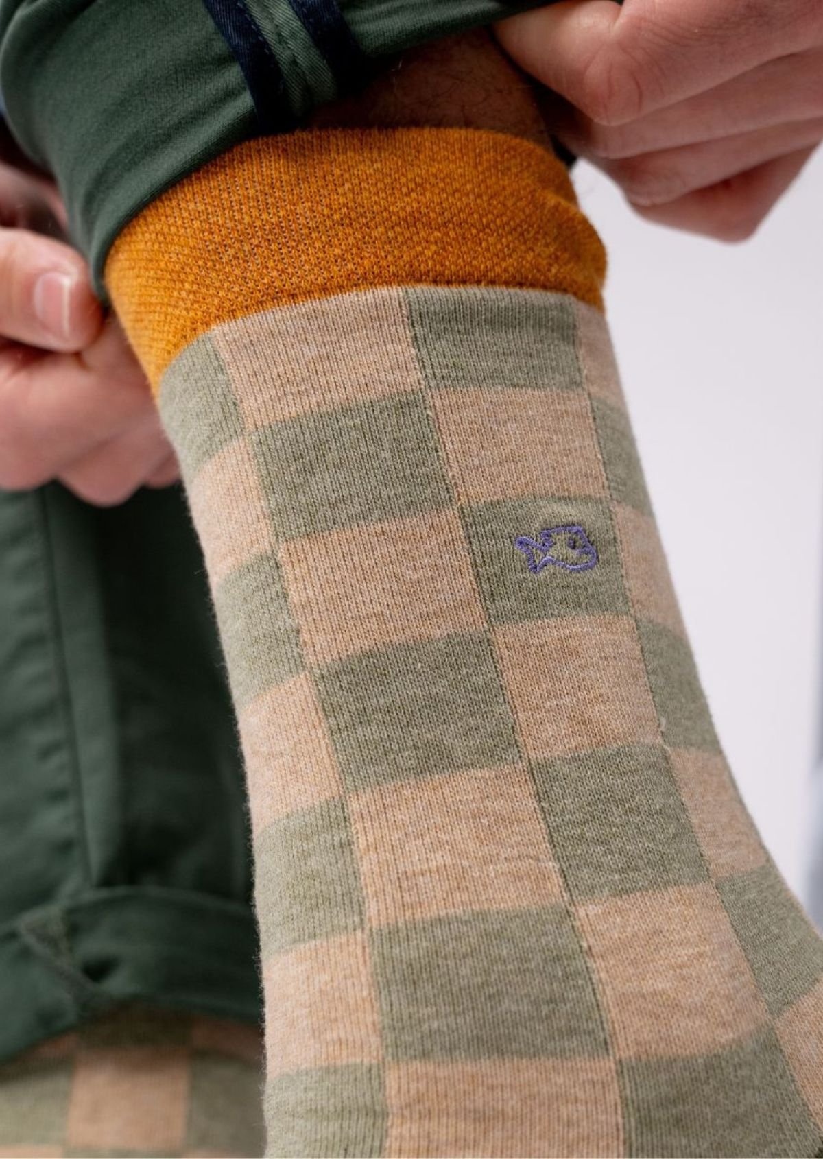 Chaussettes en coton peigné carreaux BILLYBELT Vert