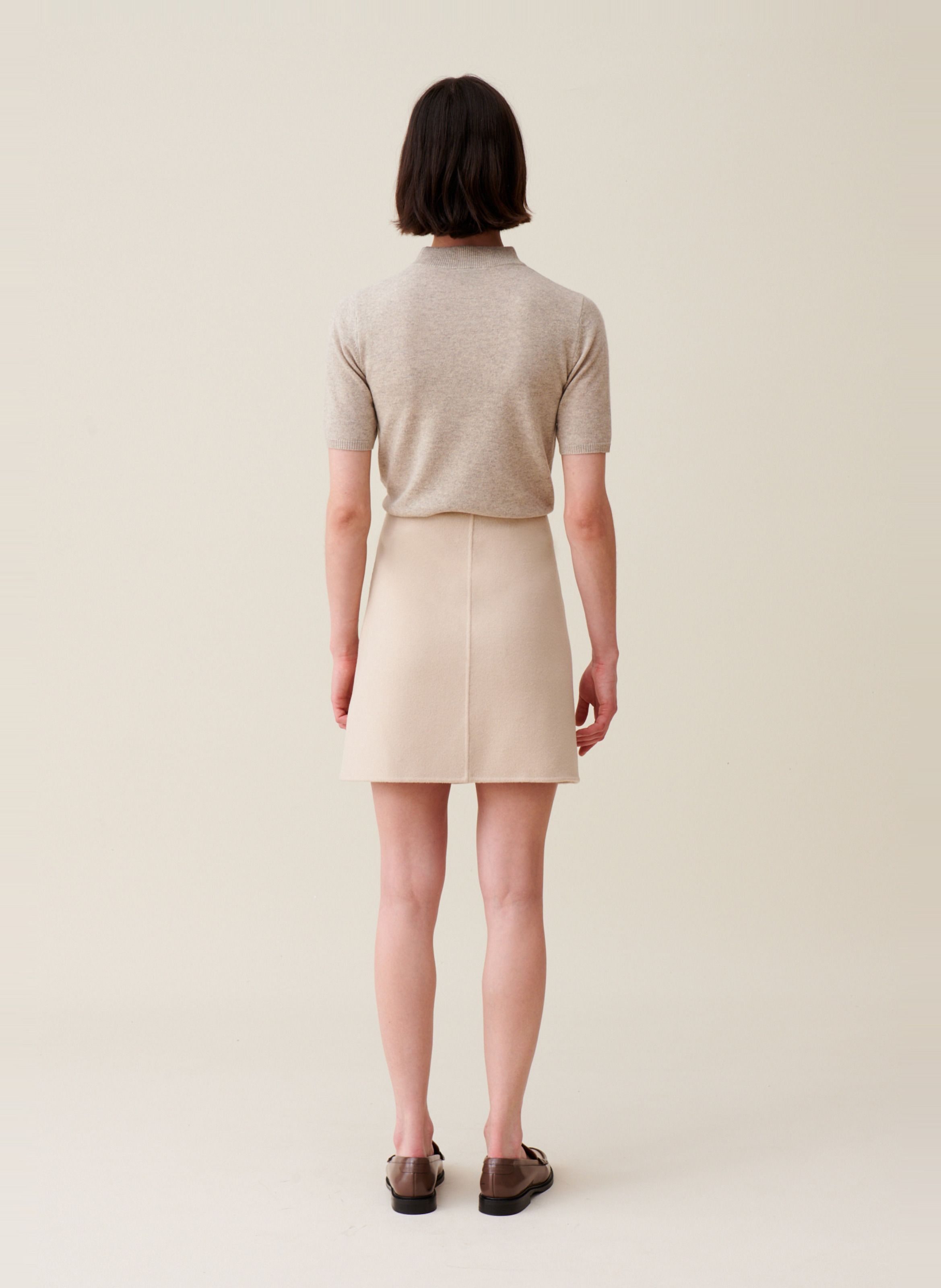 Jupe courte en laine mélangée CLAUDIE PIERLOT Beige