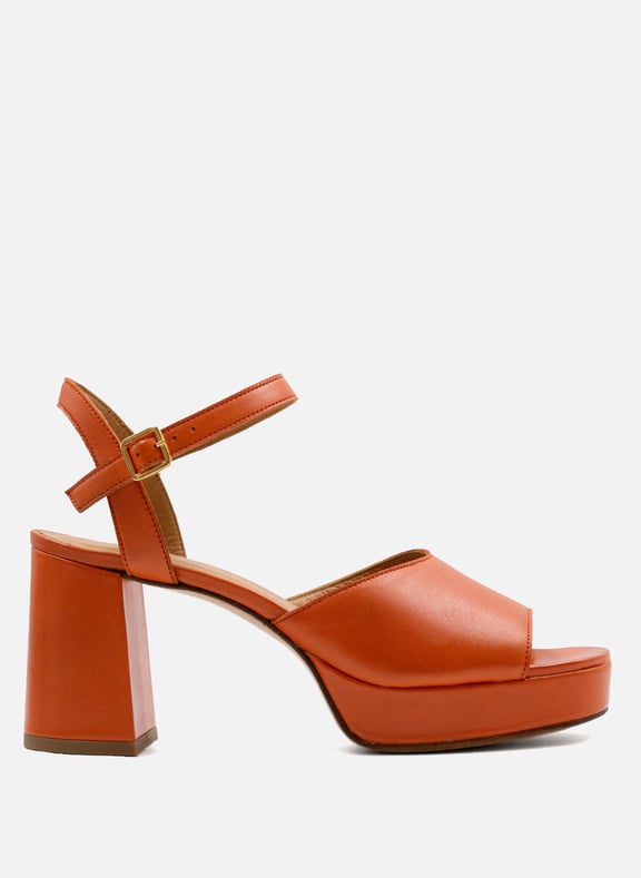 Sandales plateforme cuir lisse Orange by JULES & JENN JULES & JENN Sandales plateforme cuir lisse Orange