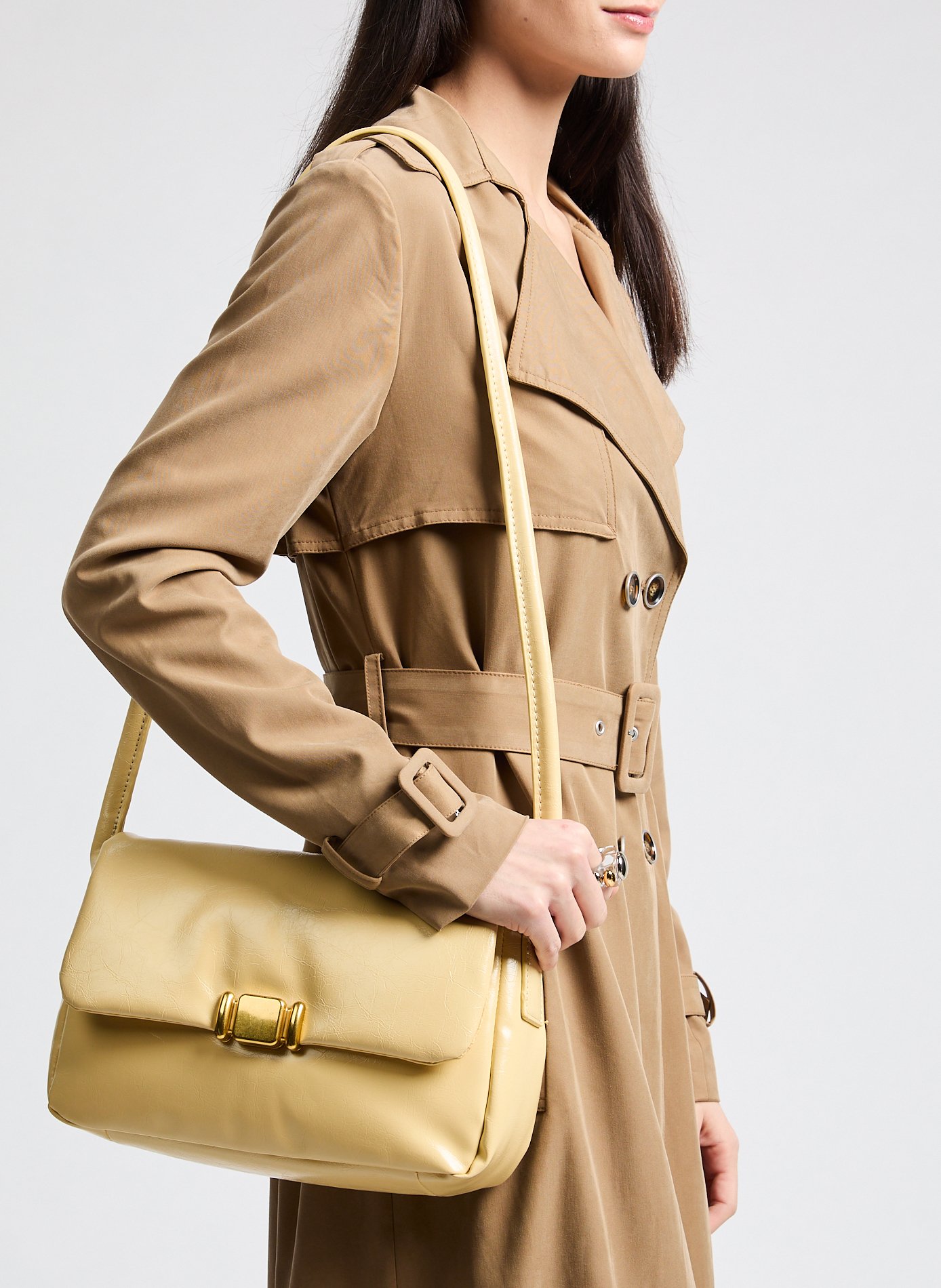 Sac à main effet cuir vieilli AU PRINTEMPS PARIS Jaune