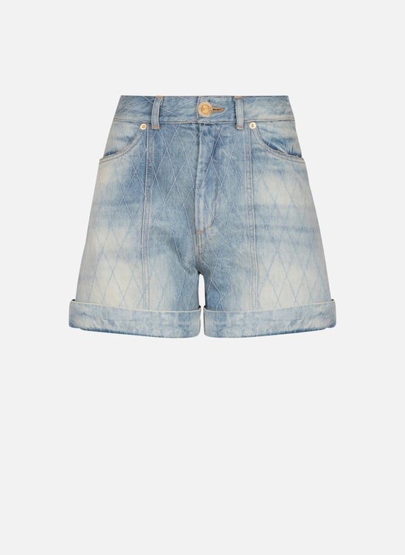 Short court en denim diamond Bleu by BALMAIN BALMAIN Short court en denim diamond Bleu
