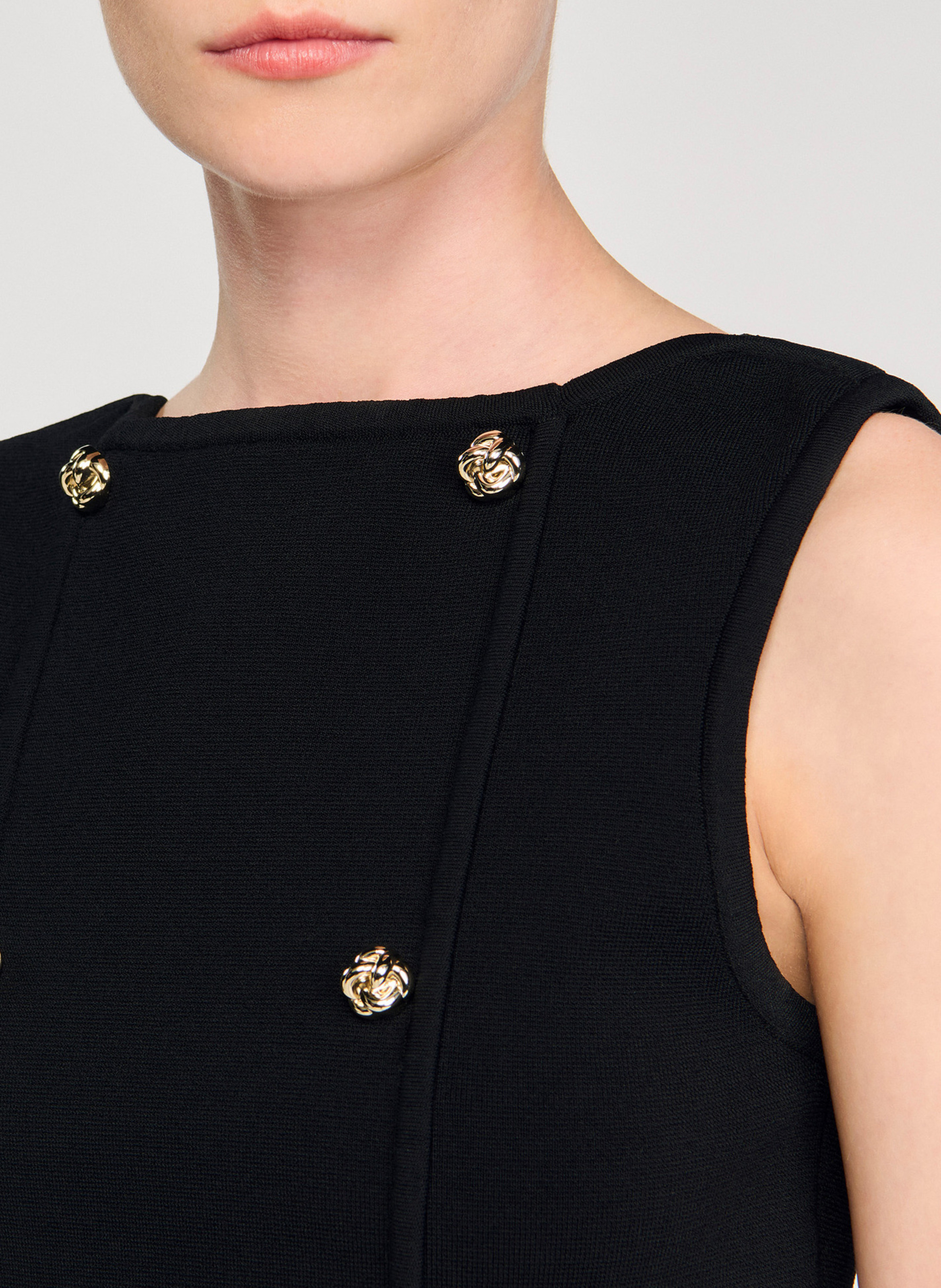 Pull col bateau en maille Noir