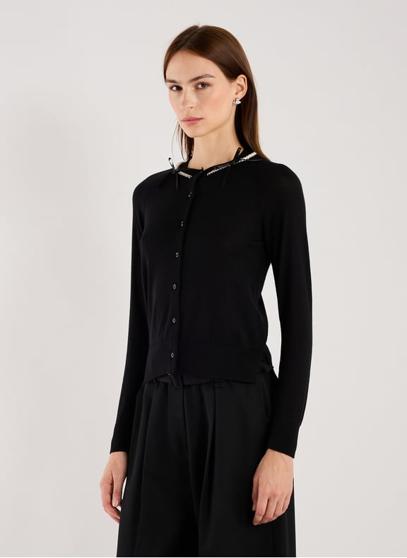 Wool and silk cardigan Black by SIMONE ROCHA SIMONE ROCHA Wool and silk cardigan Black