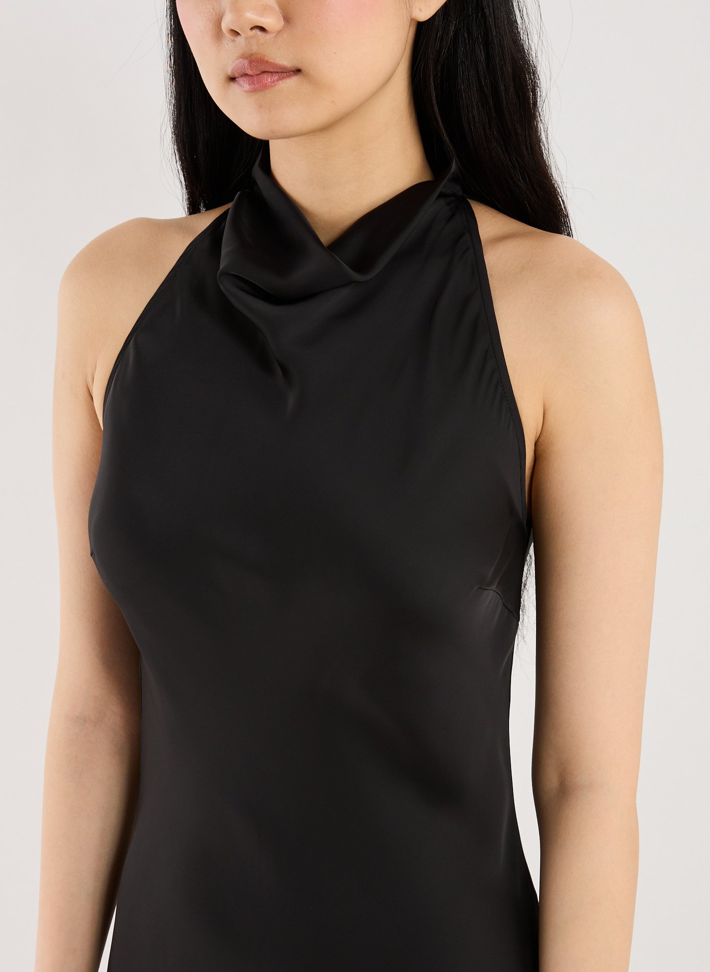 Robe longue satinée  ROTATE Noir